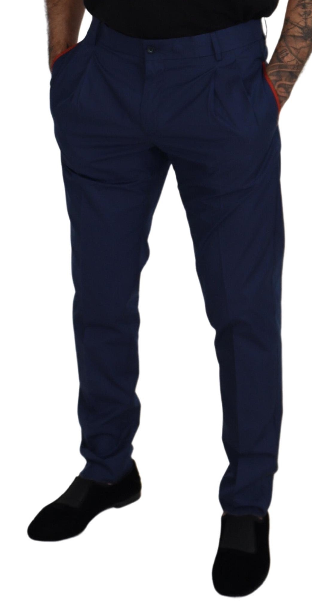 Blue Cotton Chino Formal Pants - ventzia