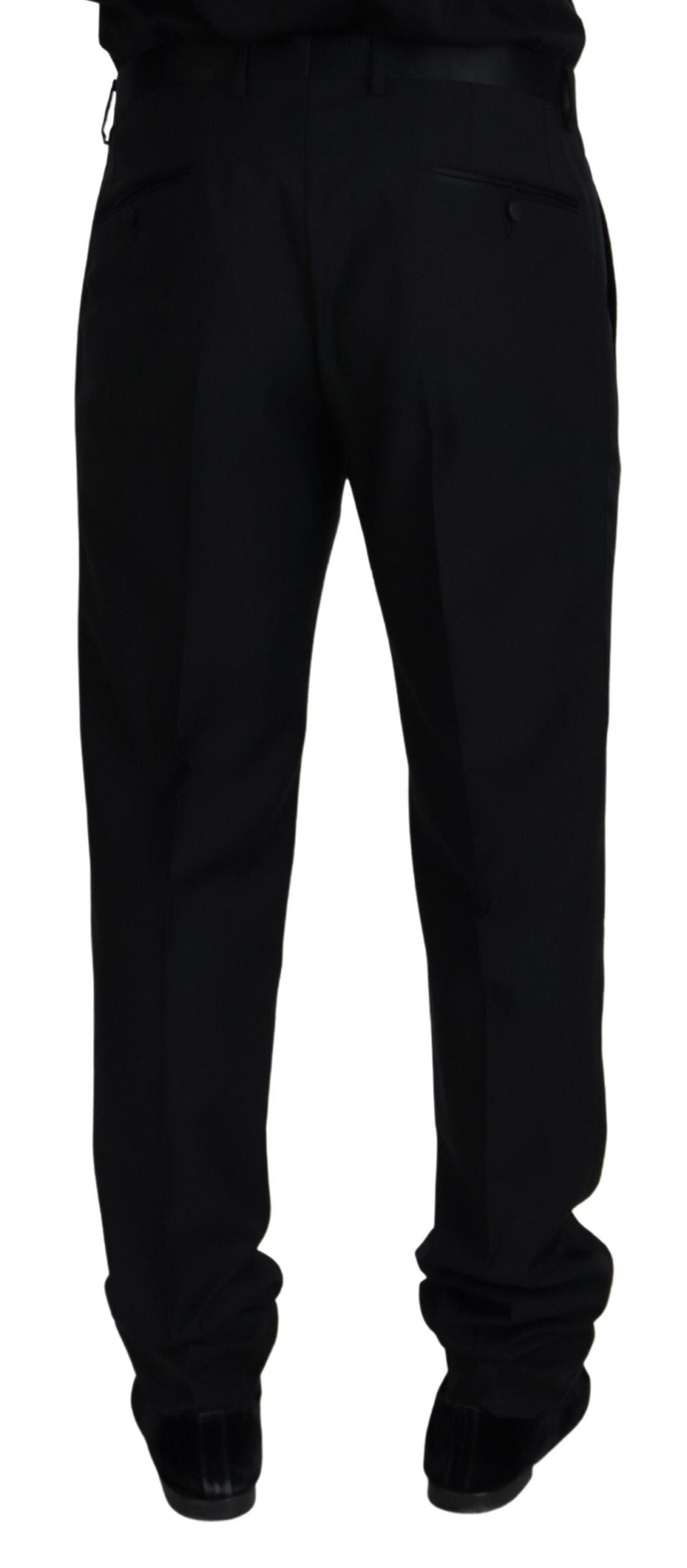 Black Wool Chino Formal Pants - ventzia