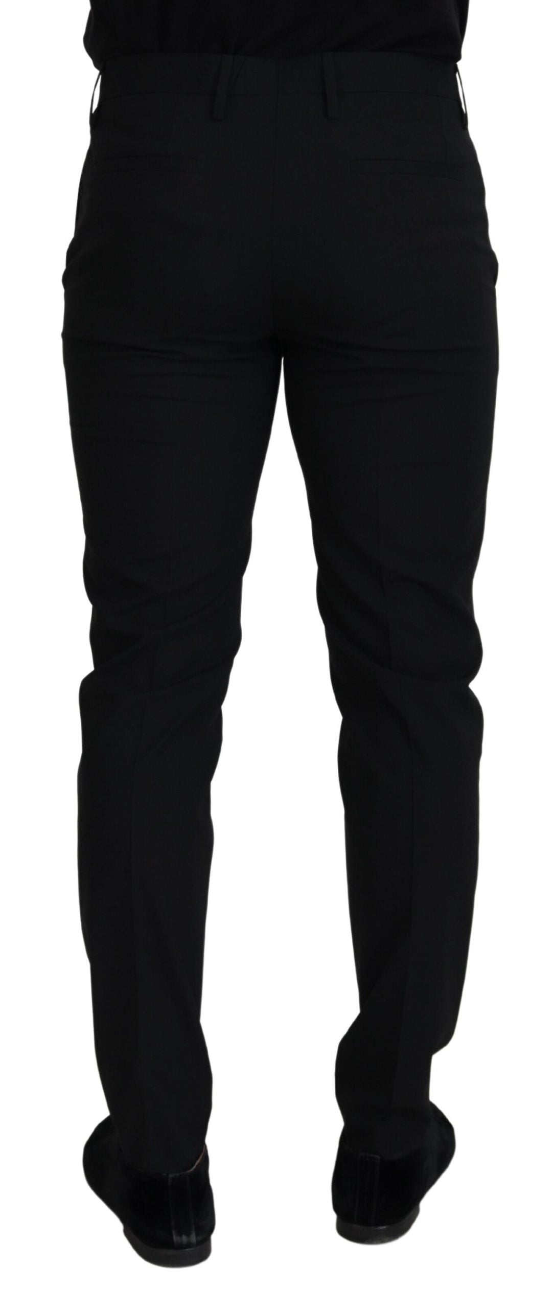 Black Polyester Chino Formal Pants - ventzia