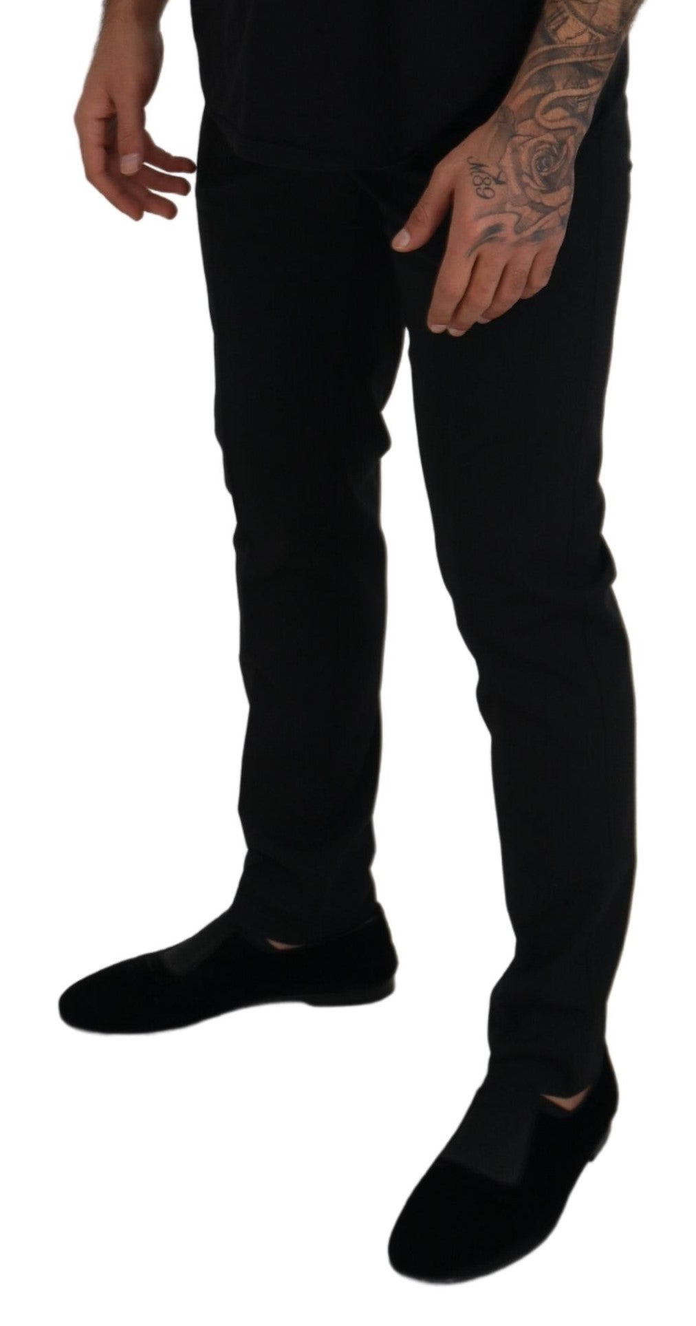 Black Polyester Chino Formal Pants - ventzia