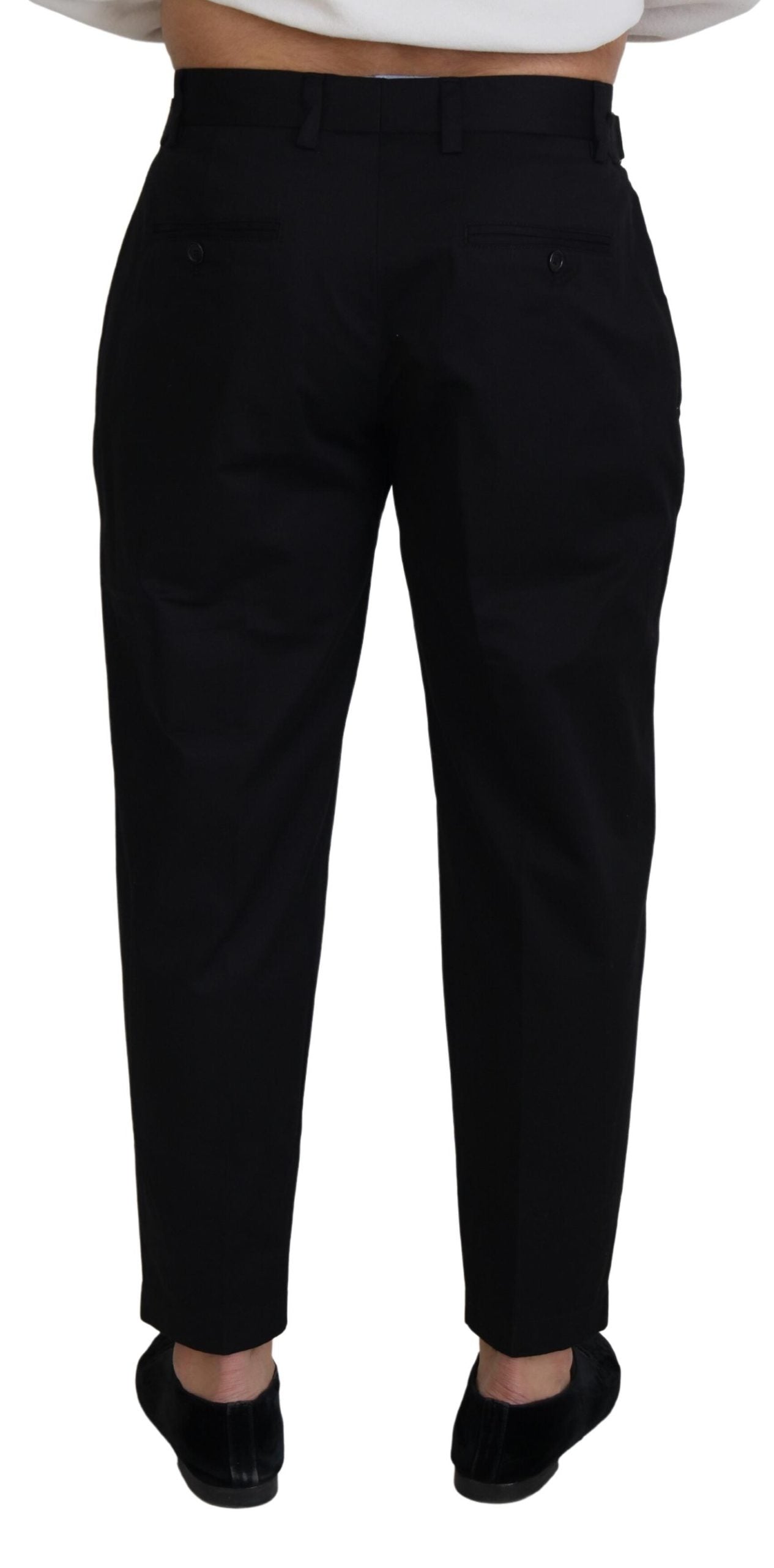 Black Cotton Chino Formal Pants - ventzia