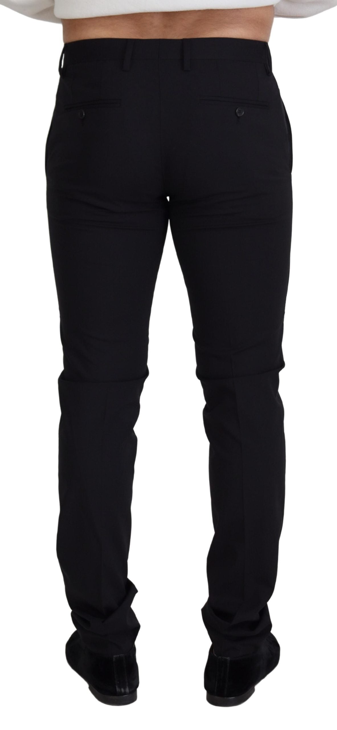 Black Wool Chino Formal Pants - ventzia