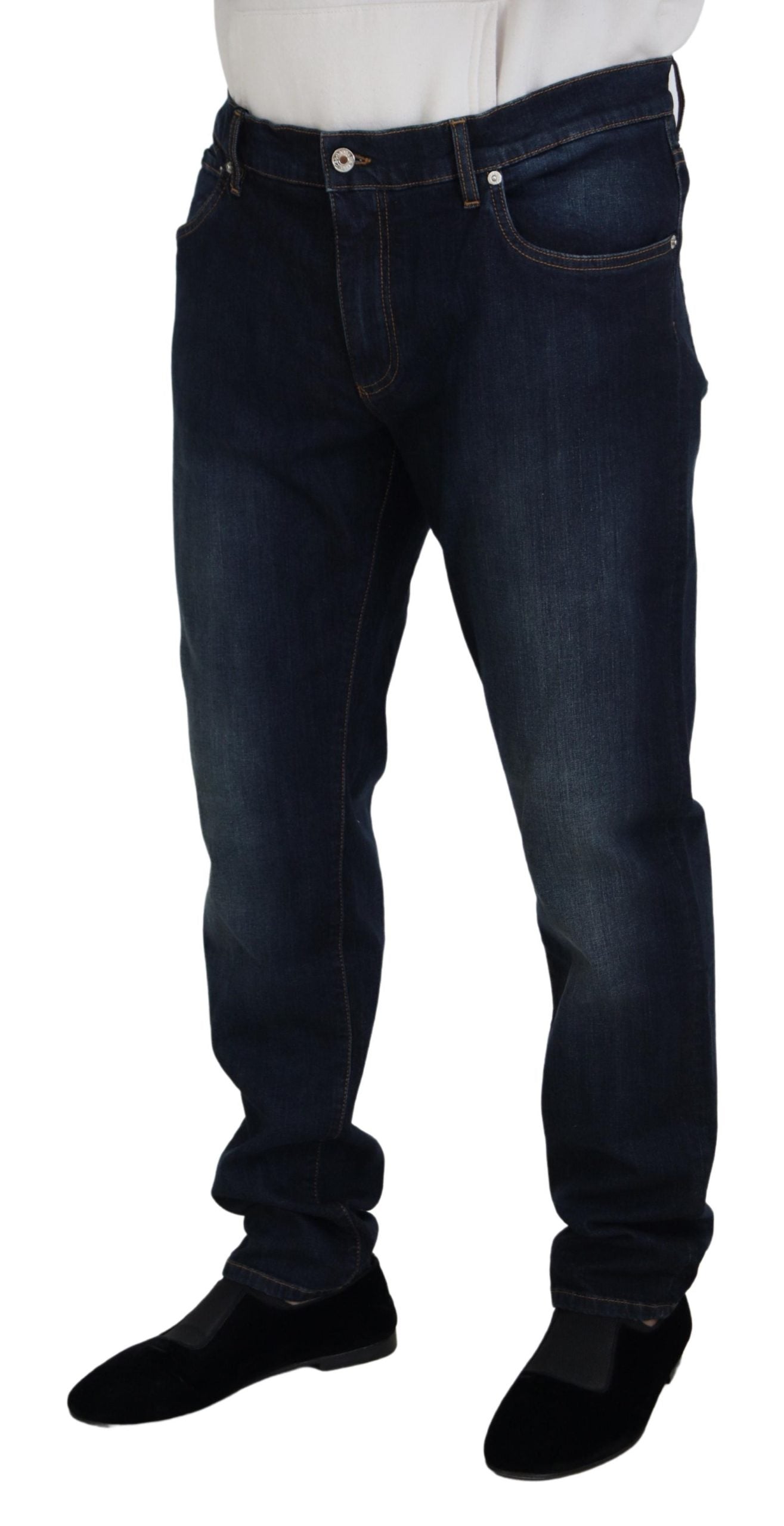 Blue Cotton Straight Fit Casual Denim Jeans - ventzia