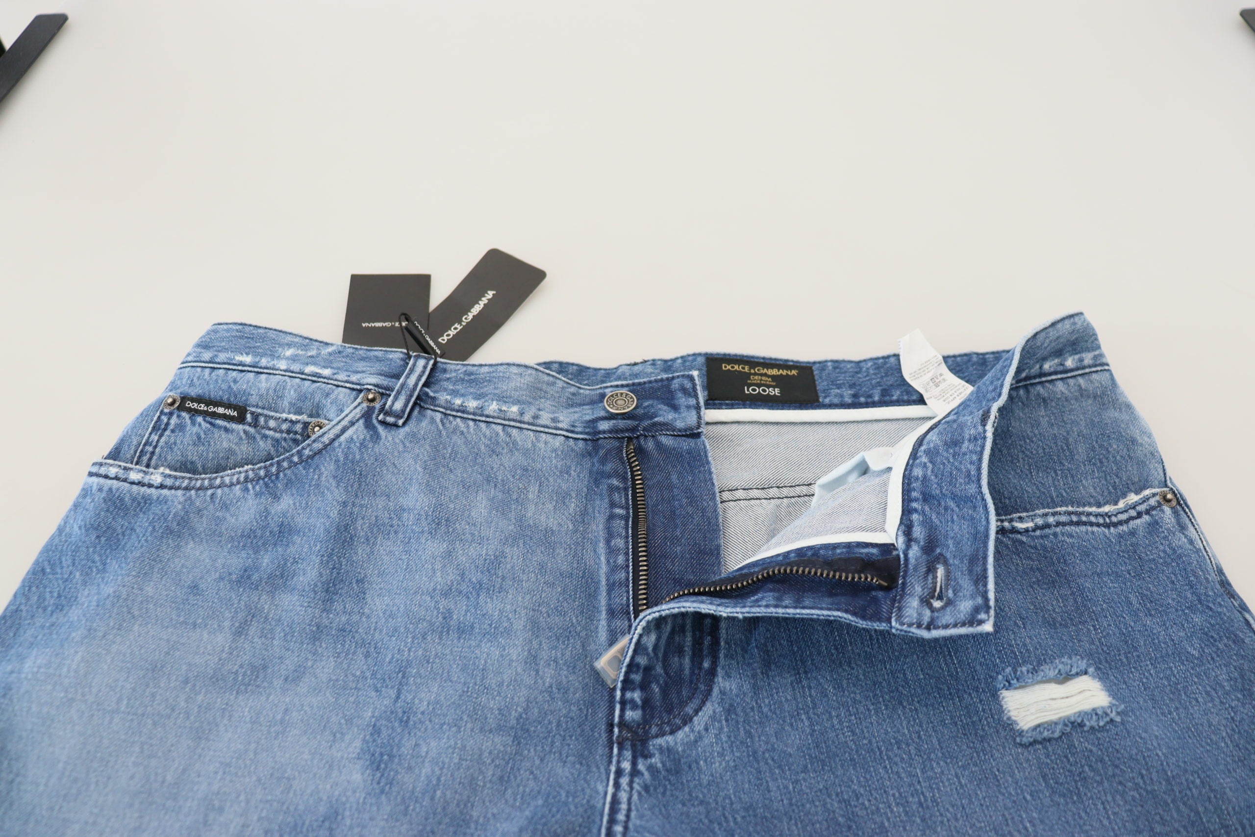 Blue Washed Cotton Casual Denim Jeans - ventzia