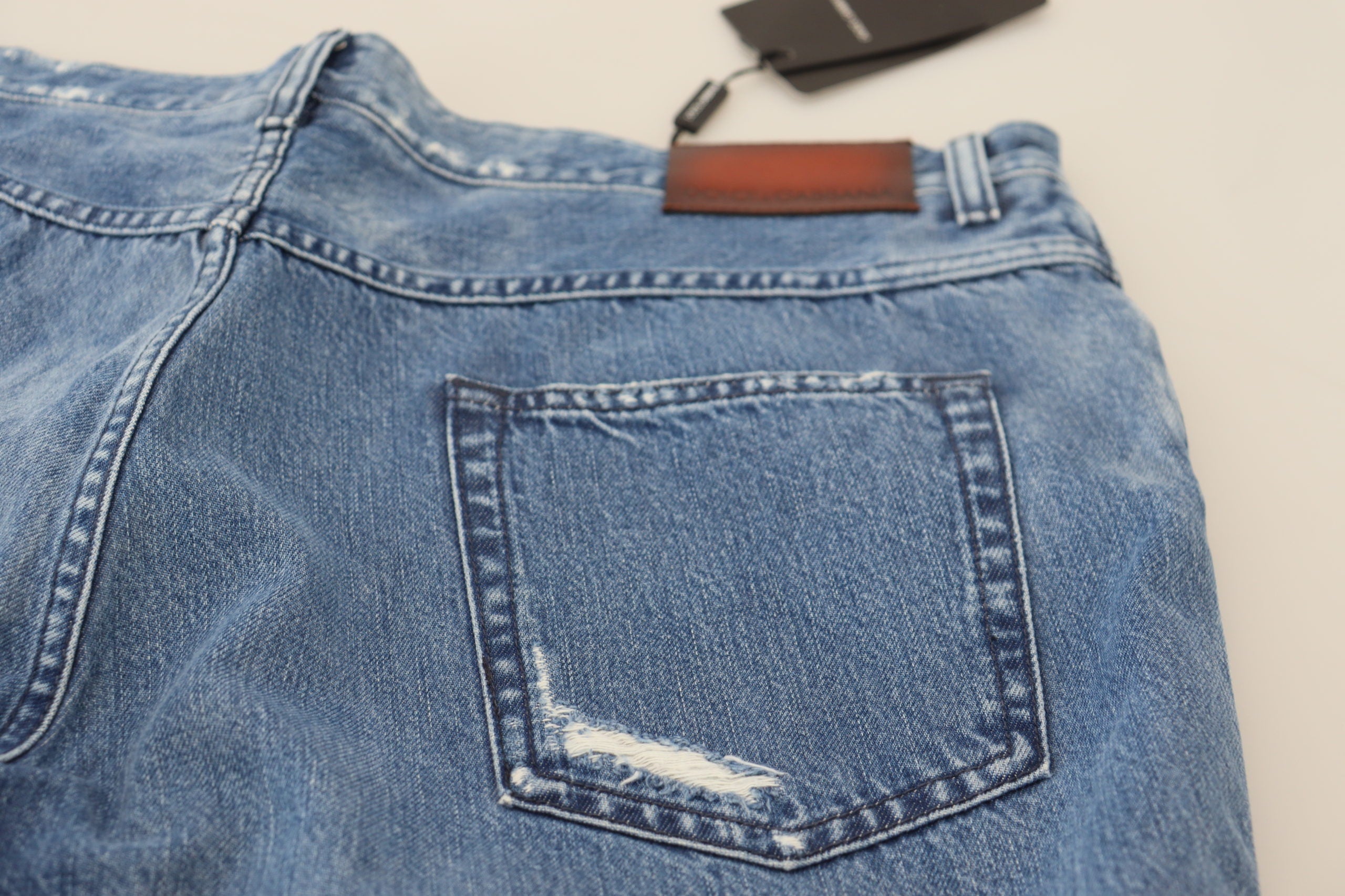 Blue Washed Cotton Casual Denim Jeans - ventzia