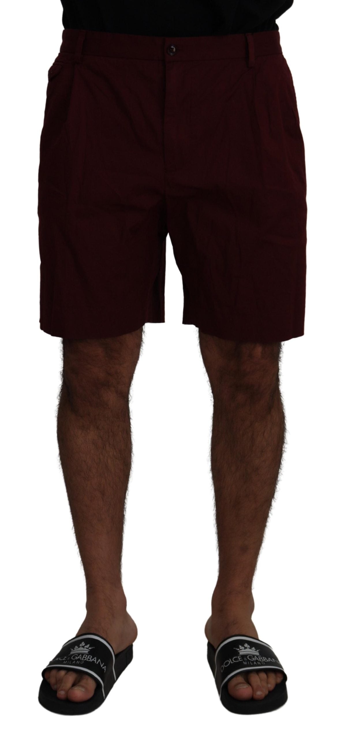 Maroon Cotton Bermuda Casual Shorts - ventzia