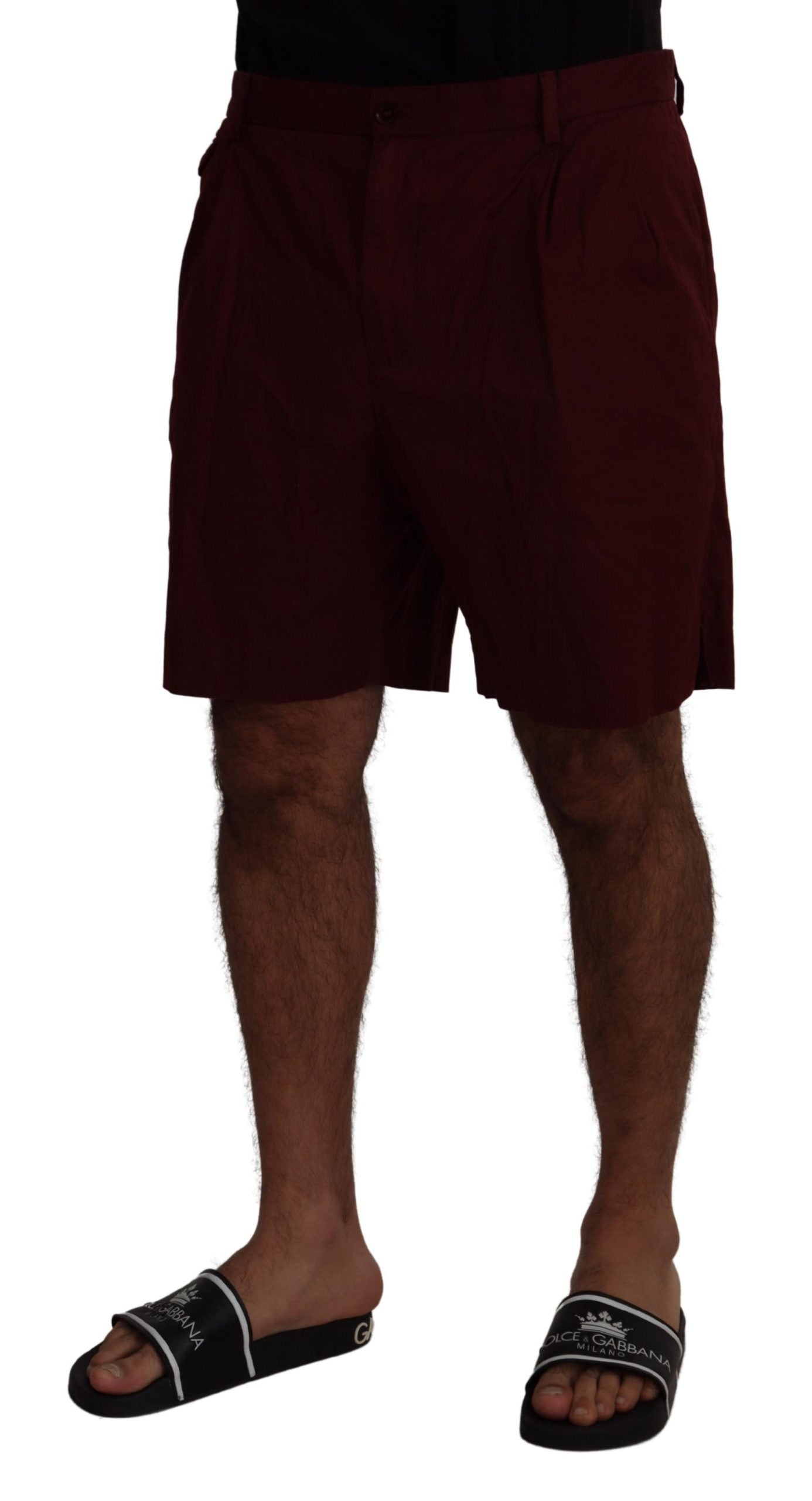 Maroon Cotton Bermuda Casual Shorts - ventzia