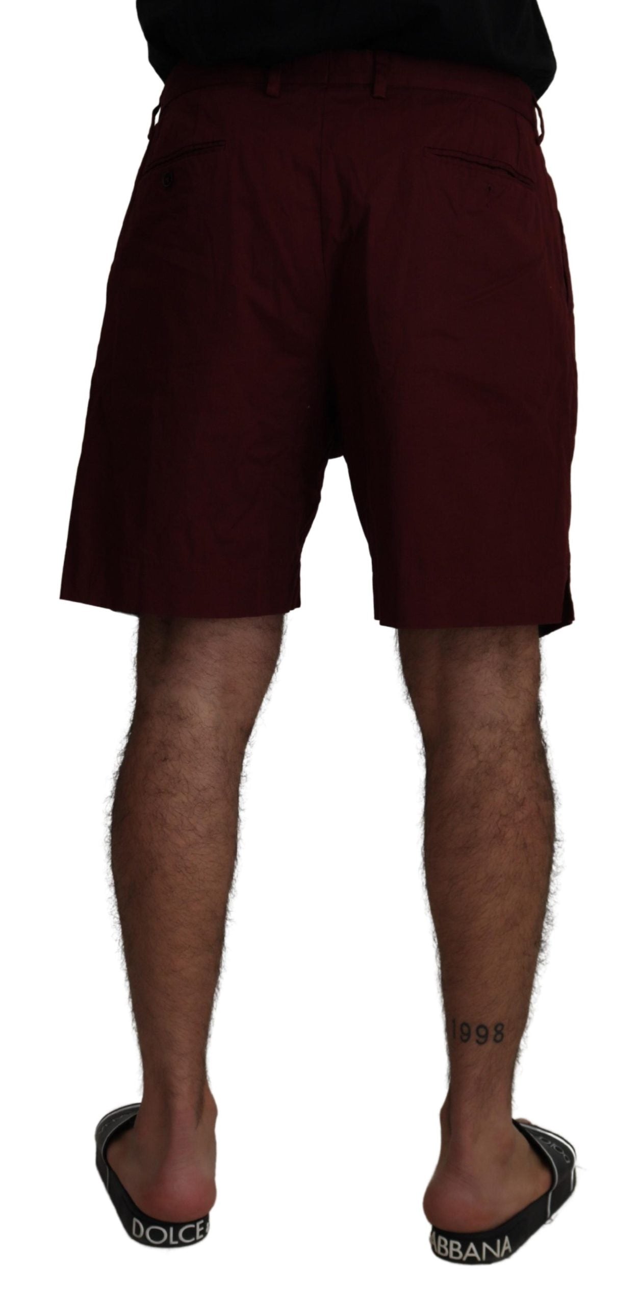 Maroon Cotton Bermuda Casual Shorts - ventzia