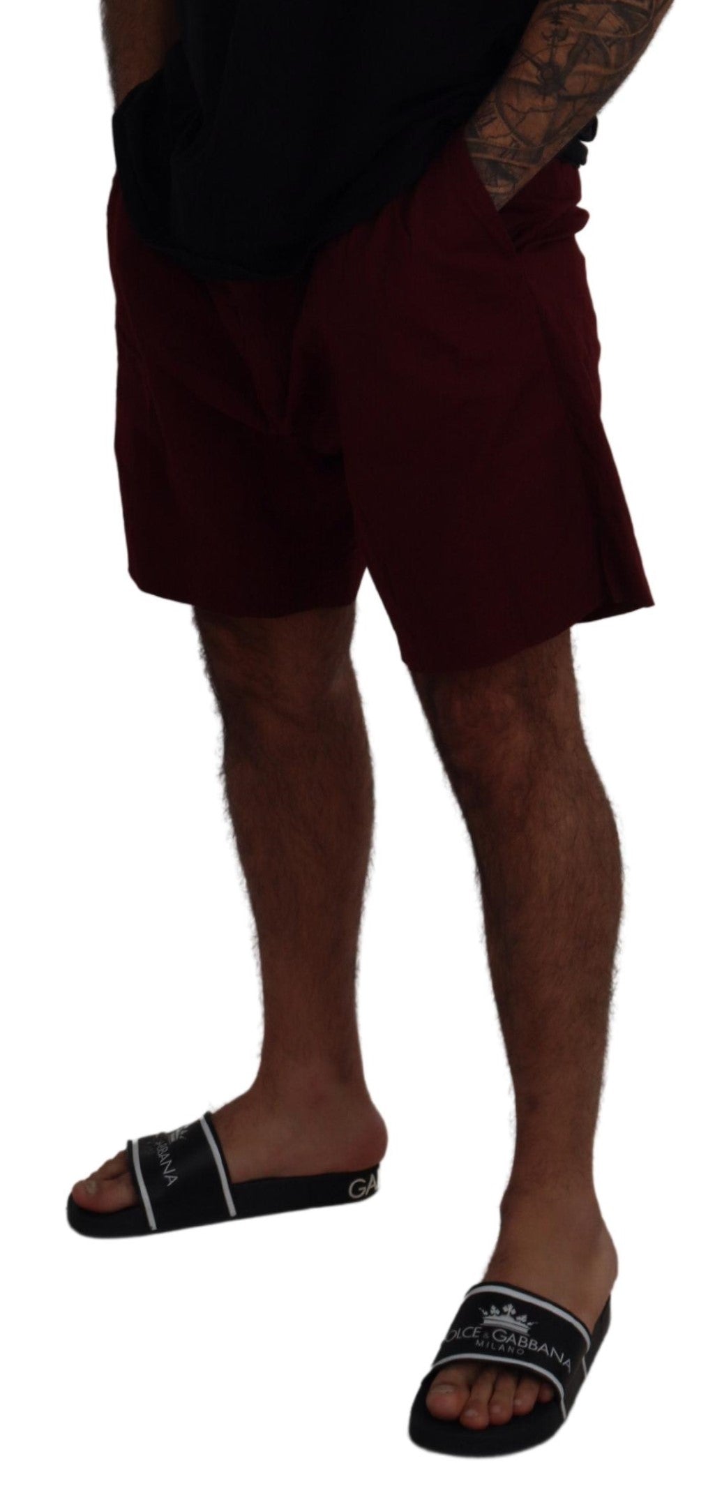 Maroon Cotton Bermuda Casual Shorts - ventzia