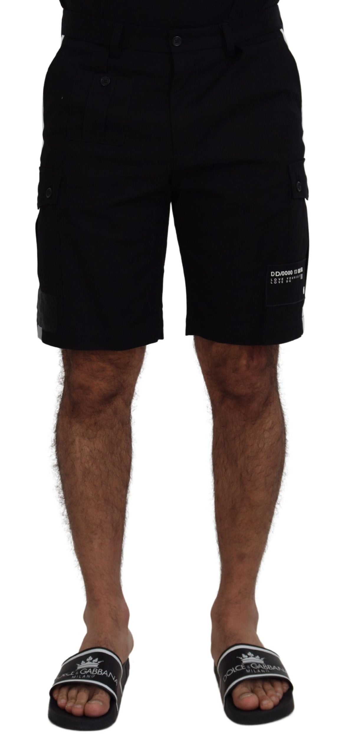 Black Bermuda Cargo Casual Shorts - ventzia