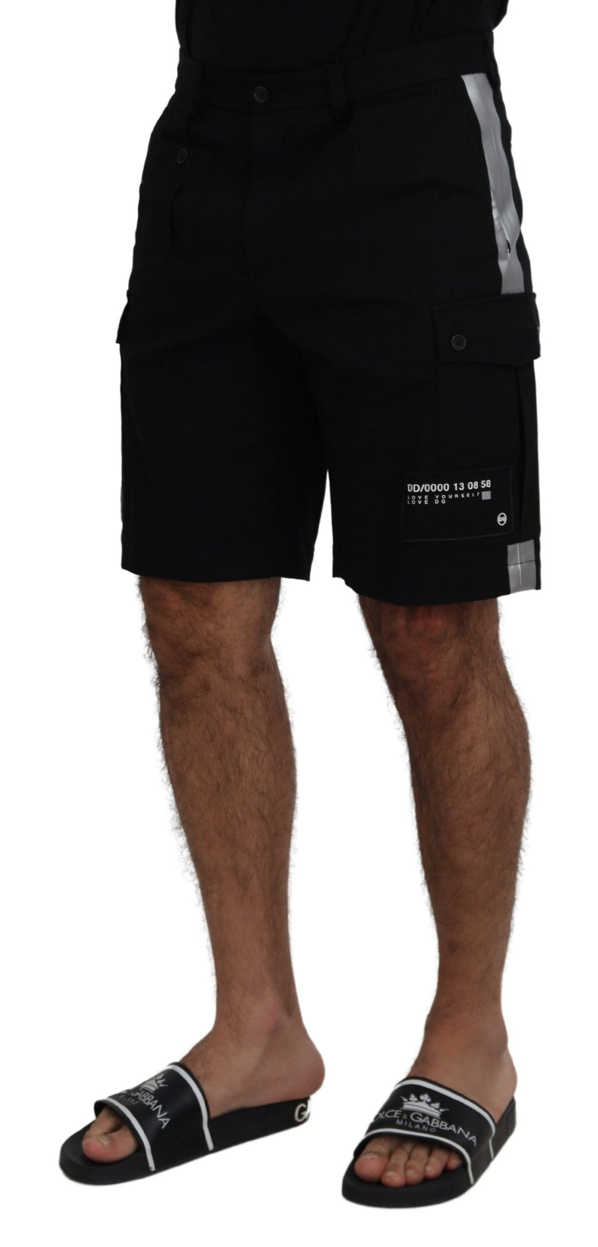 Black Bermuda Cargo Casual Shorts - ventzia