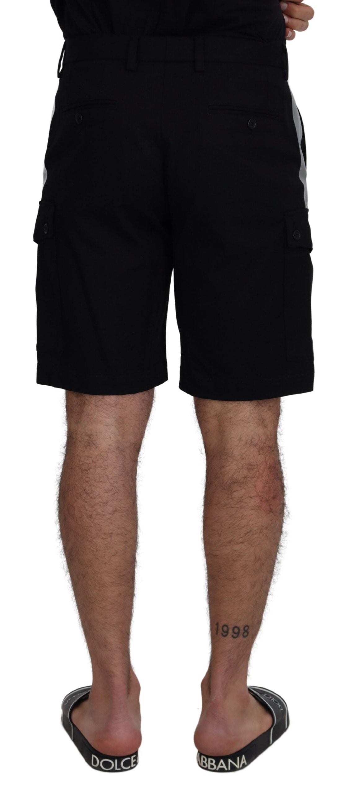 Black Bermuda Cargo Casual Shorts - ventzia