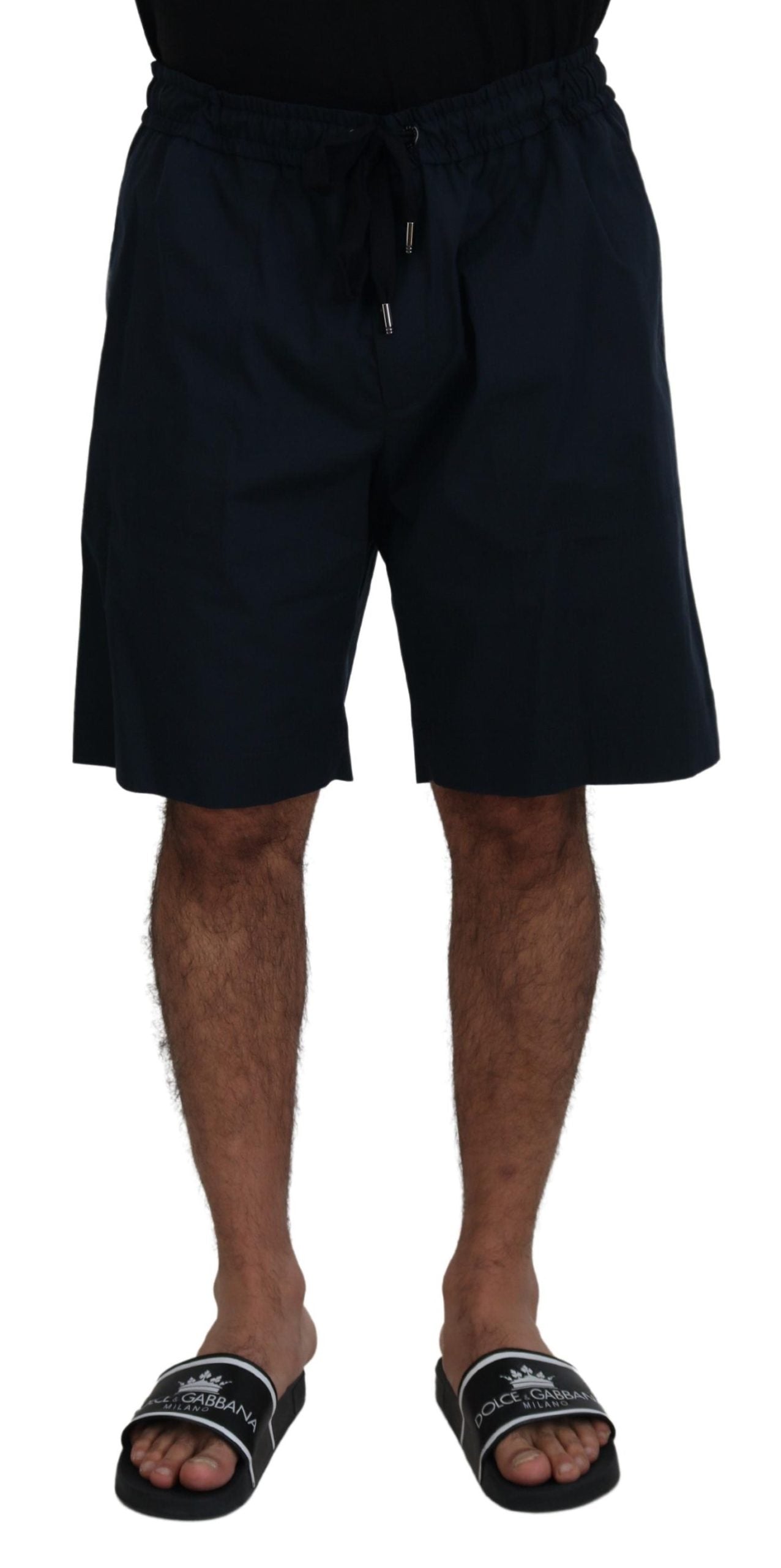 Blue Bermuda Mid Waist Casual Shorts - ventzia