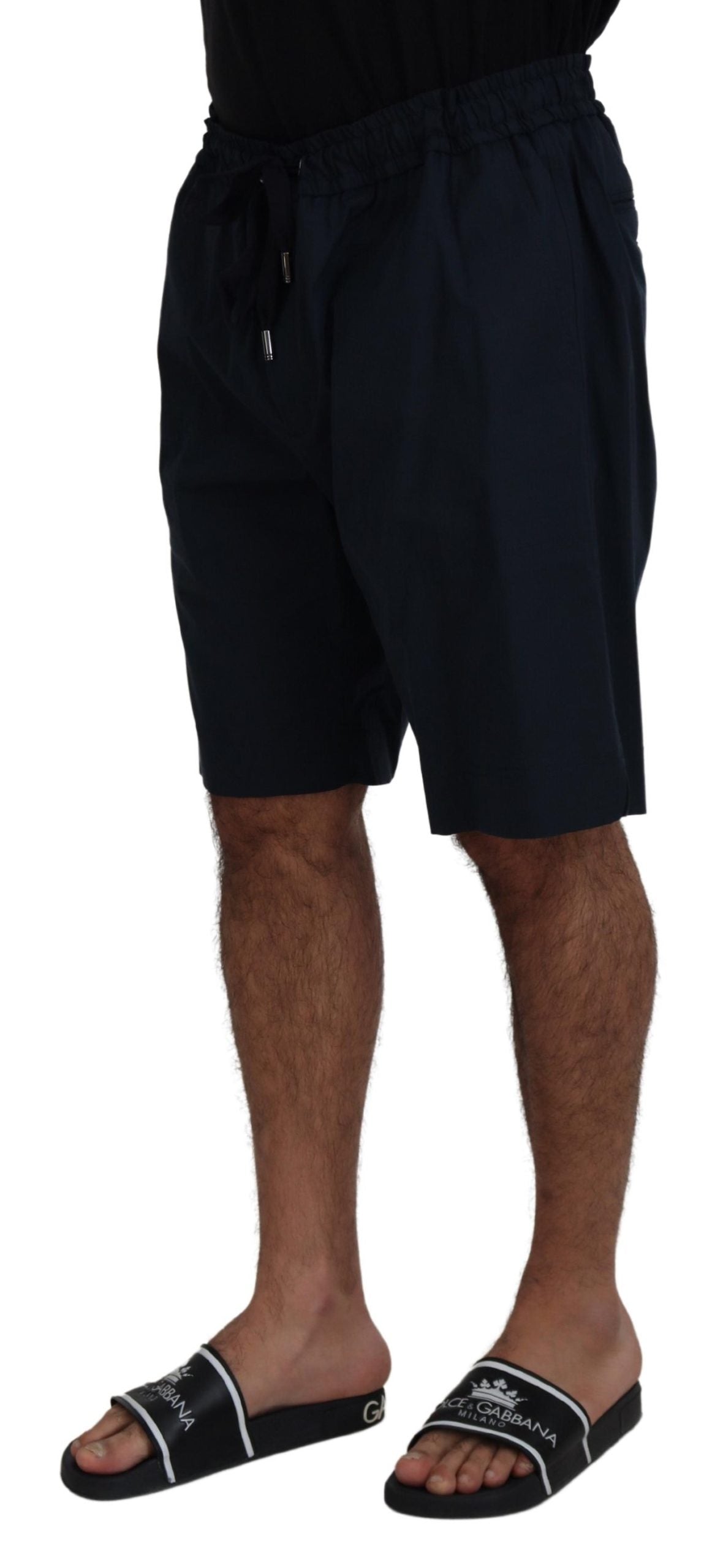 Blue Bermuda Mid Waist Casual Shorts - ventzia