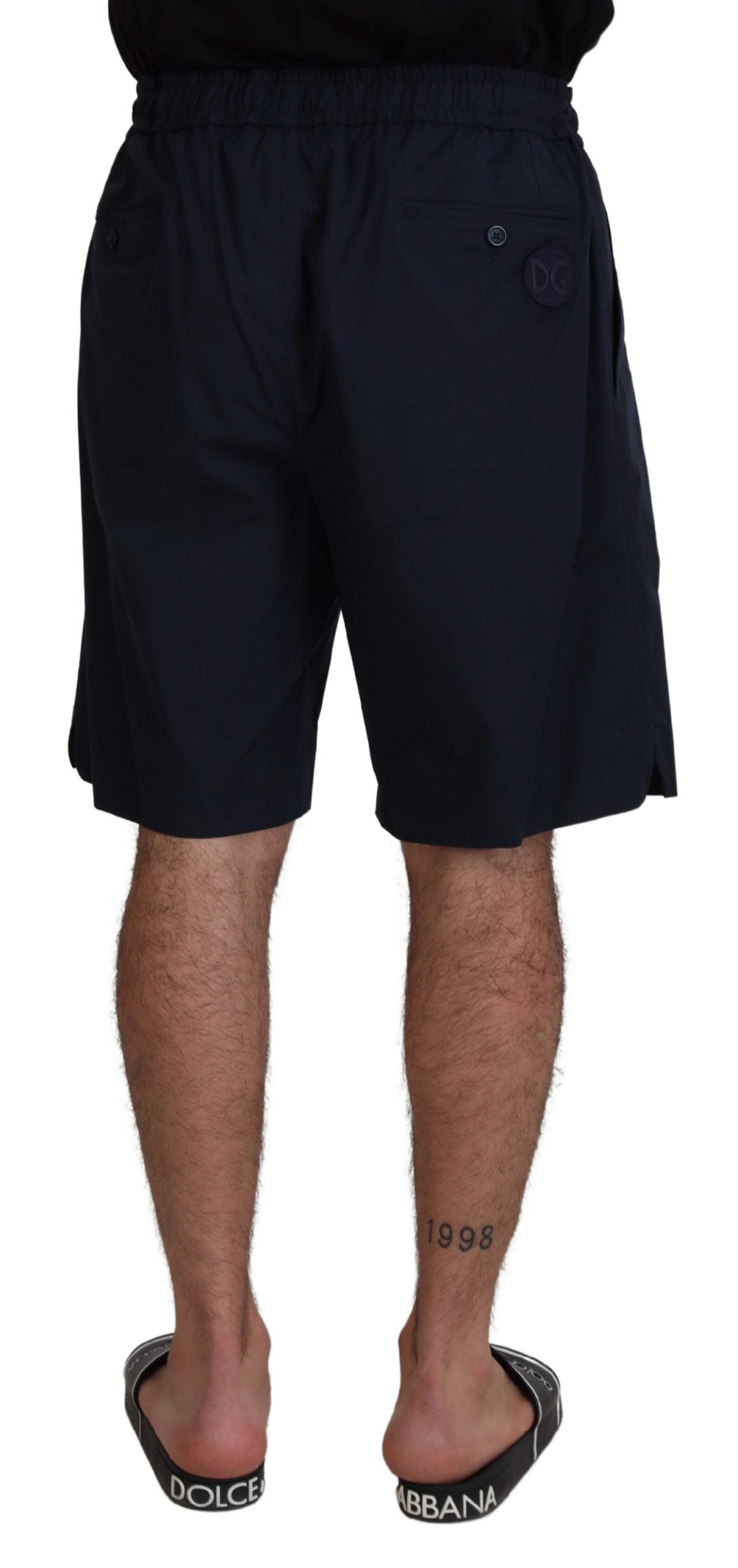 Blue Bermuda Mid Waist Casual Shorts - ventzia