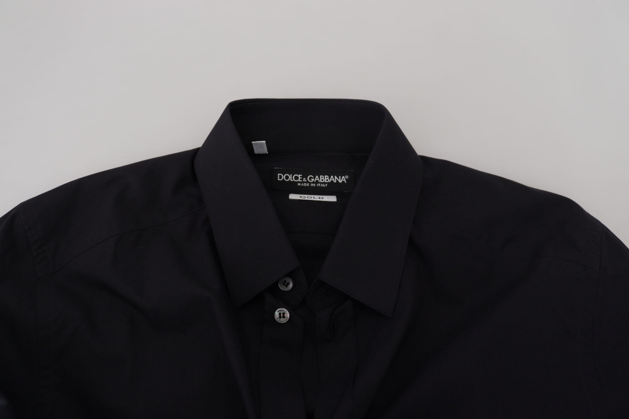Black Cotton Slim Fit Formal Dress GOLD Shirt - ventzia