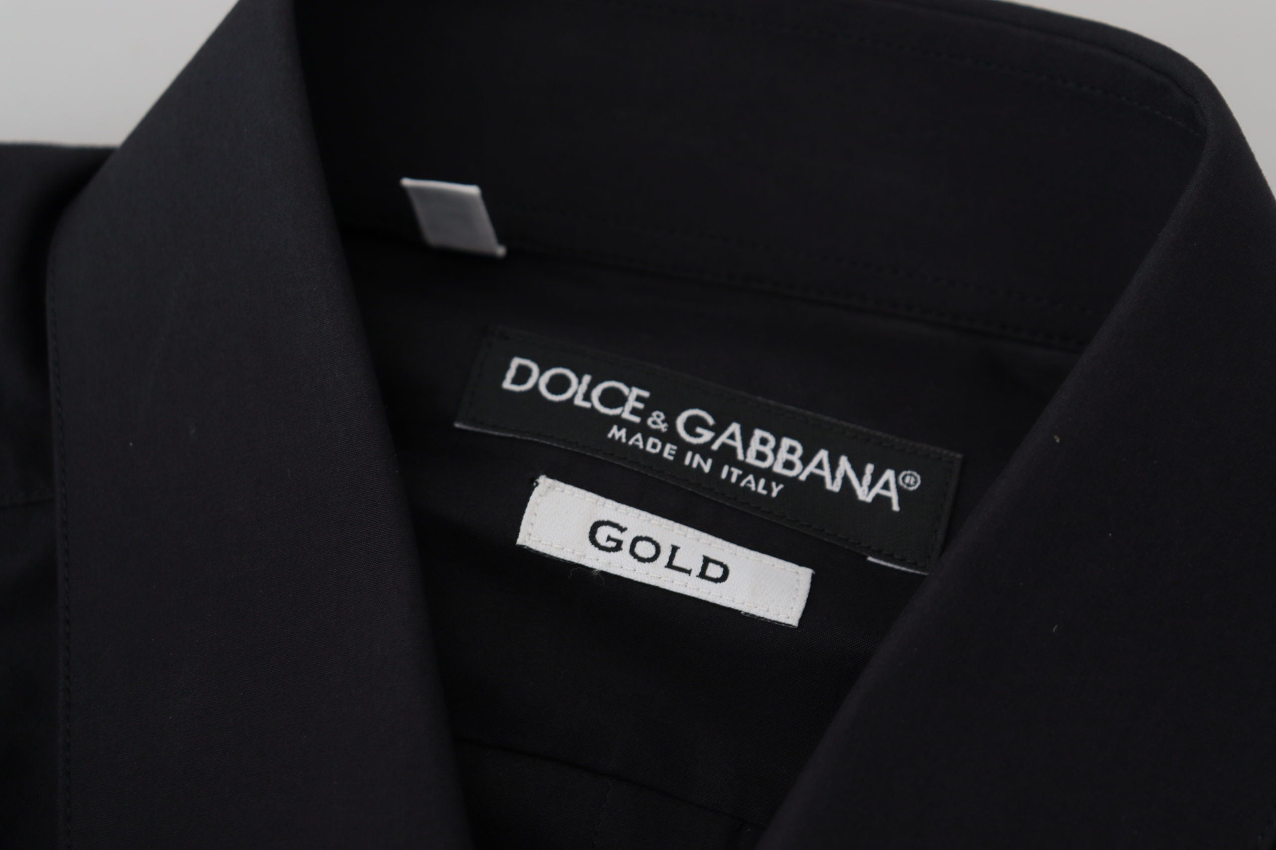 Black Cotton Slim Fit Formal Dress GOLD Shirt - ventzia