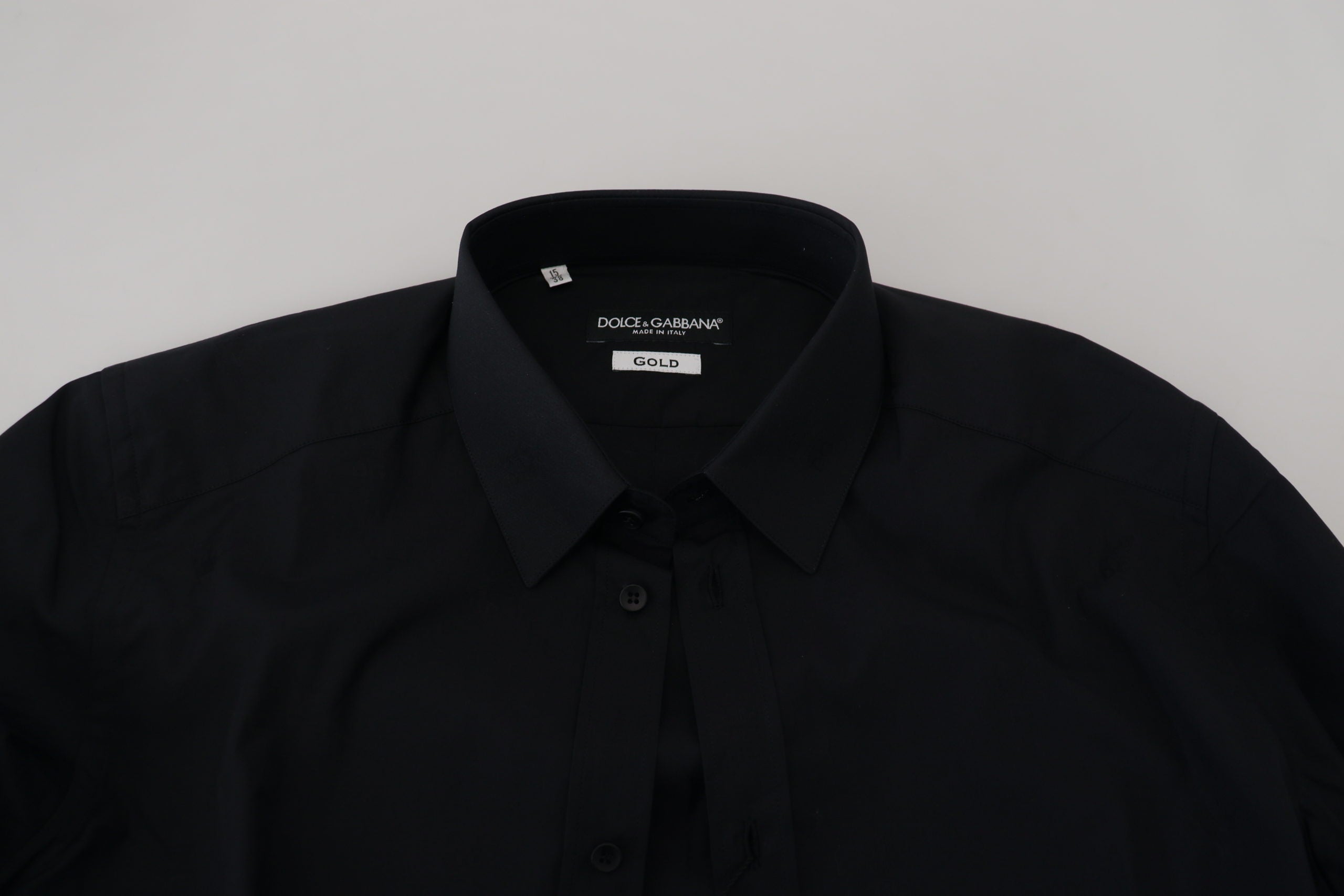 Black Cotton Slim Fit Formal Dress GOLD Shirt - ventzia