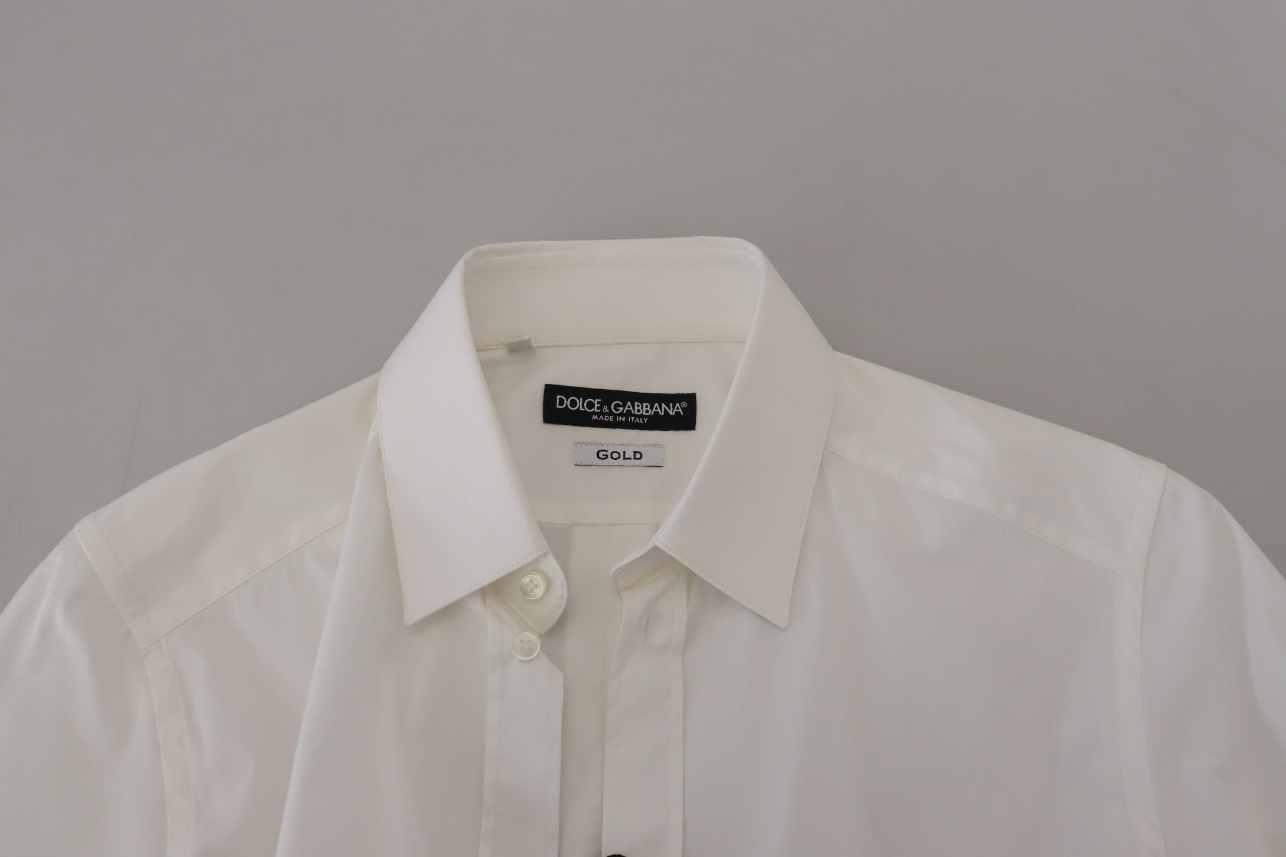 White Cotton Slim Fit Formal Dress GOLD Shirt - ventzia