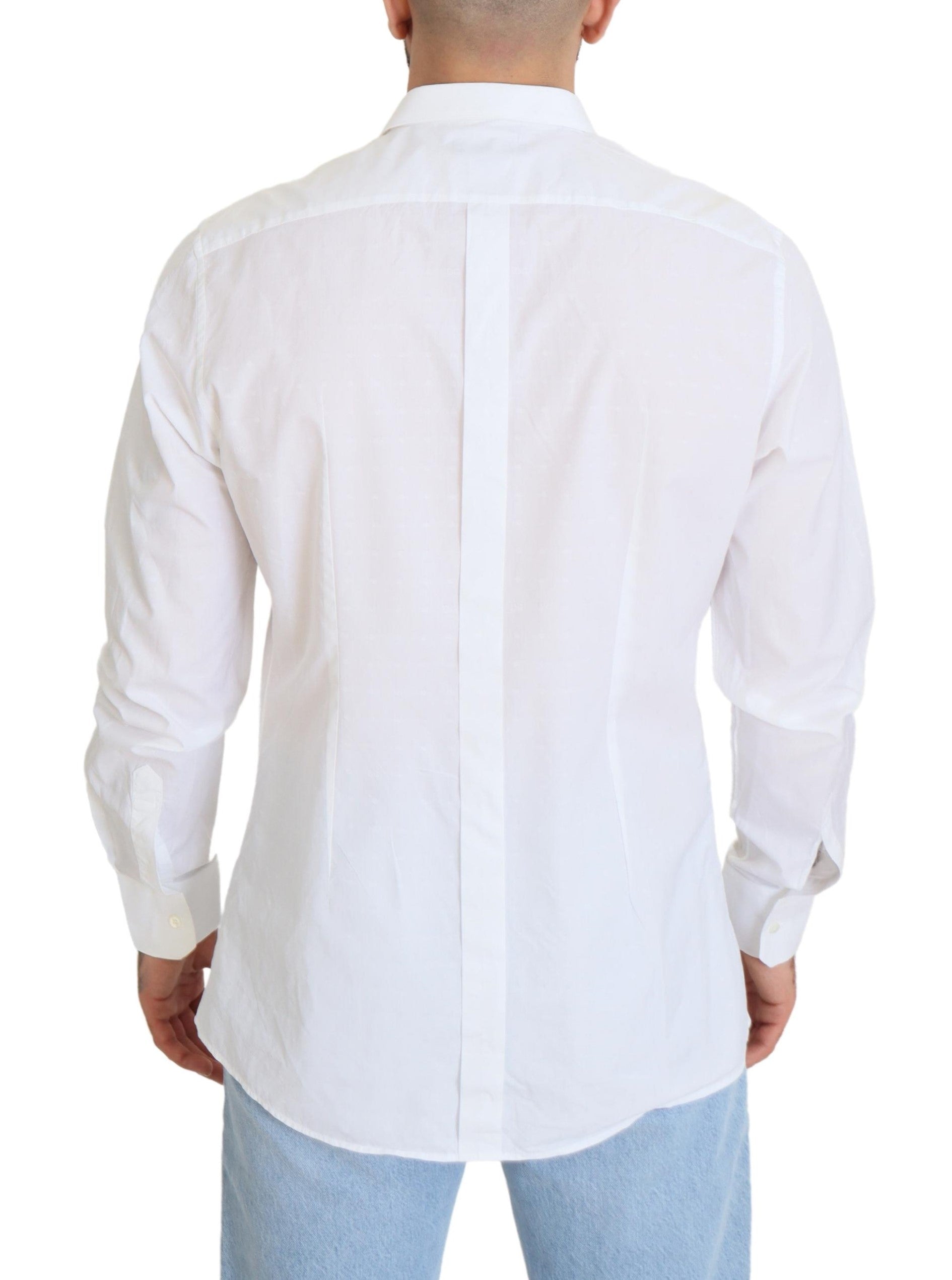White Cotton Slim Fit Formal Dress GOLD Shirt - ventzia