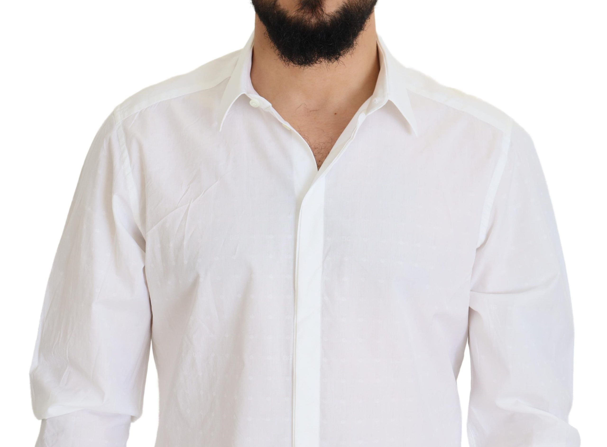 White Cotton Slim Fit Formal Dress GOLD Shirt - ventzia