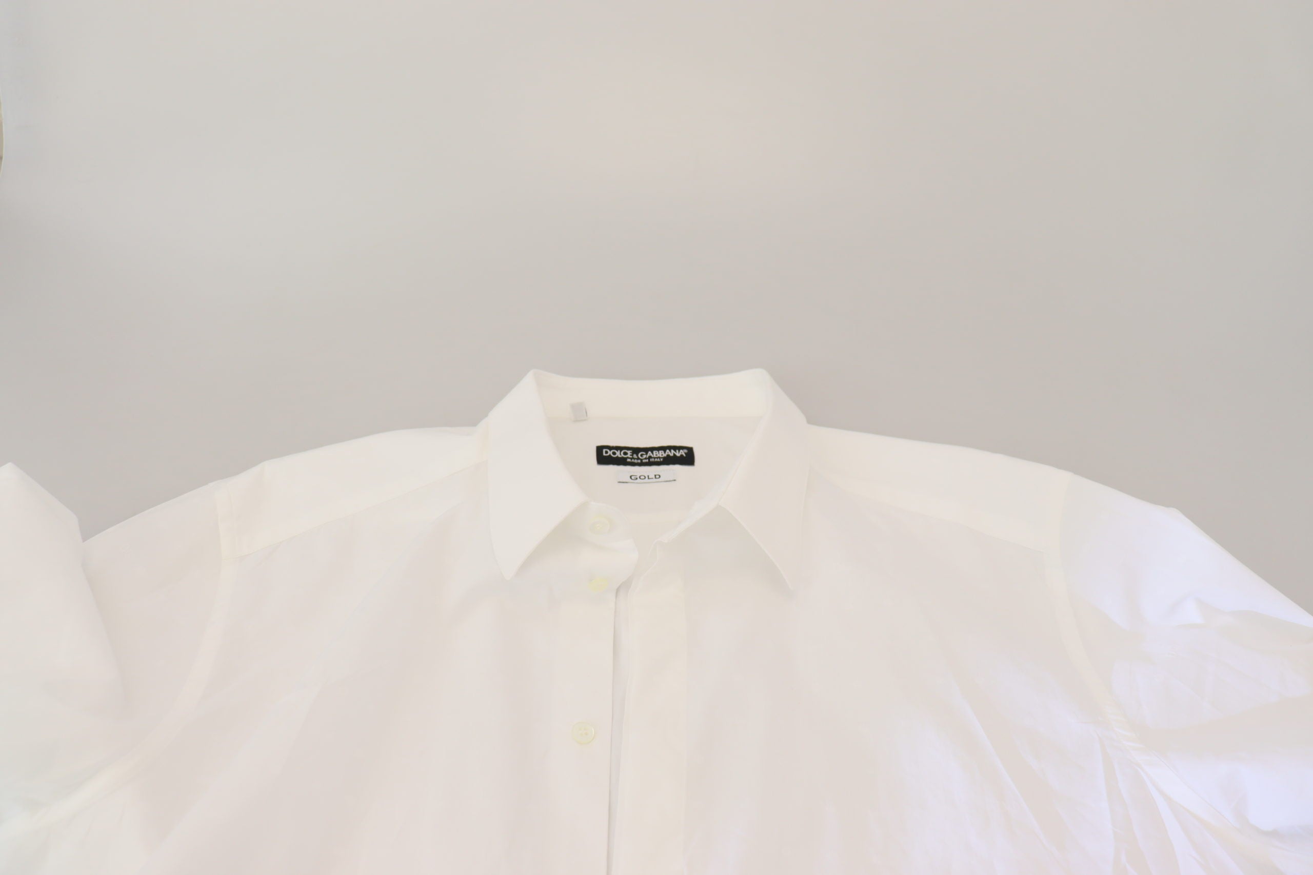 White Cotton Slim Fit Formal Dress GOLD Shirt - ventzia