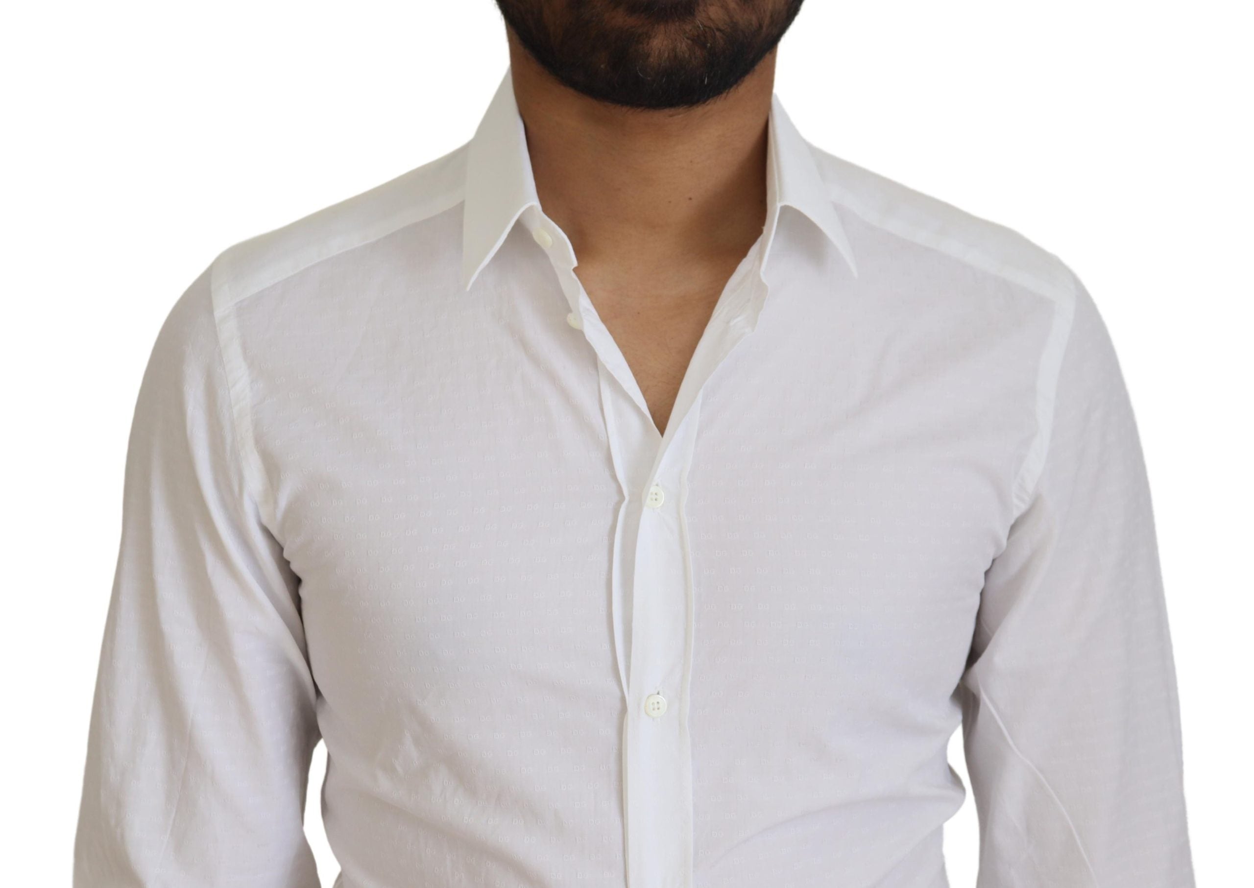 White Cotton Slim Fit Formal Dress GOLD Shirt - ventzia