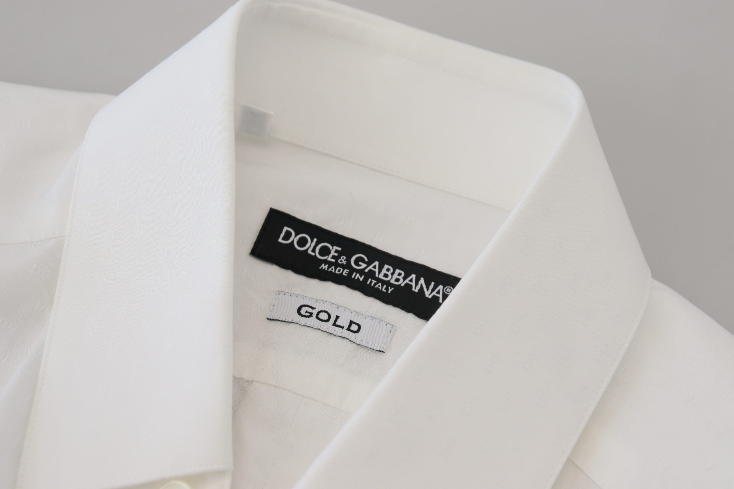 White Cotton Slim Fit Formal Dress GOLD Shirt - ventzia