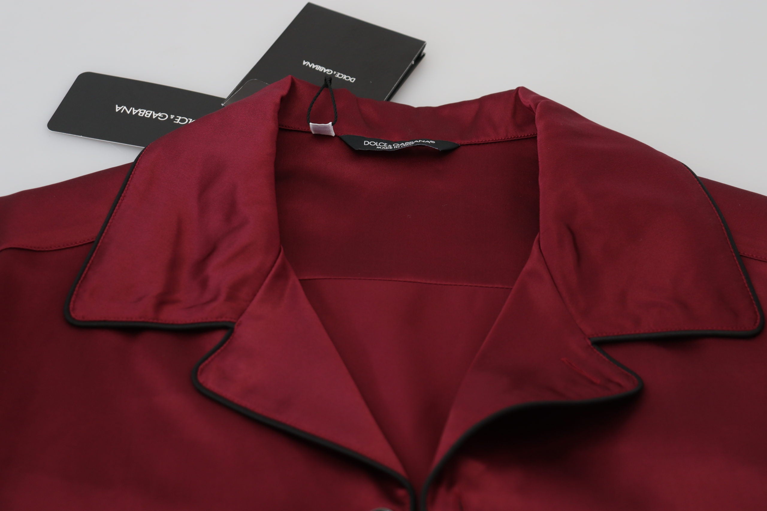 Red Silk Lounge Top Pajama Sleepwear Shirt - ventzia