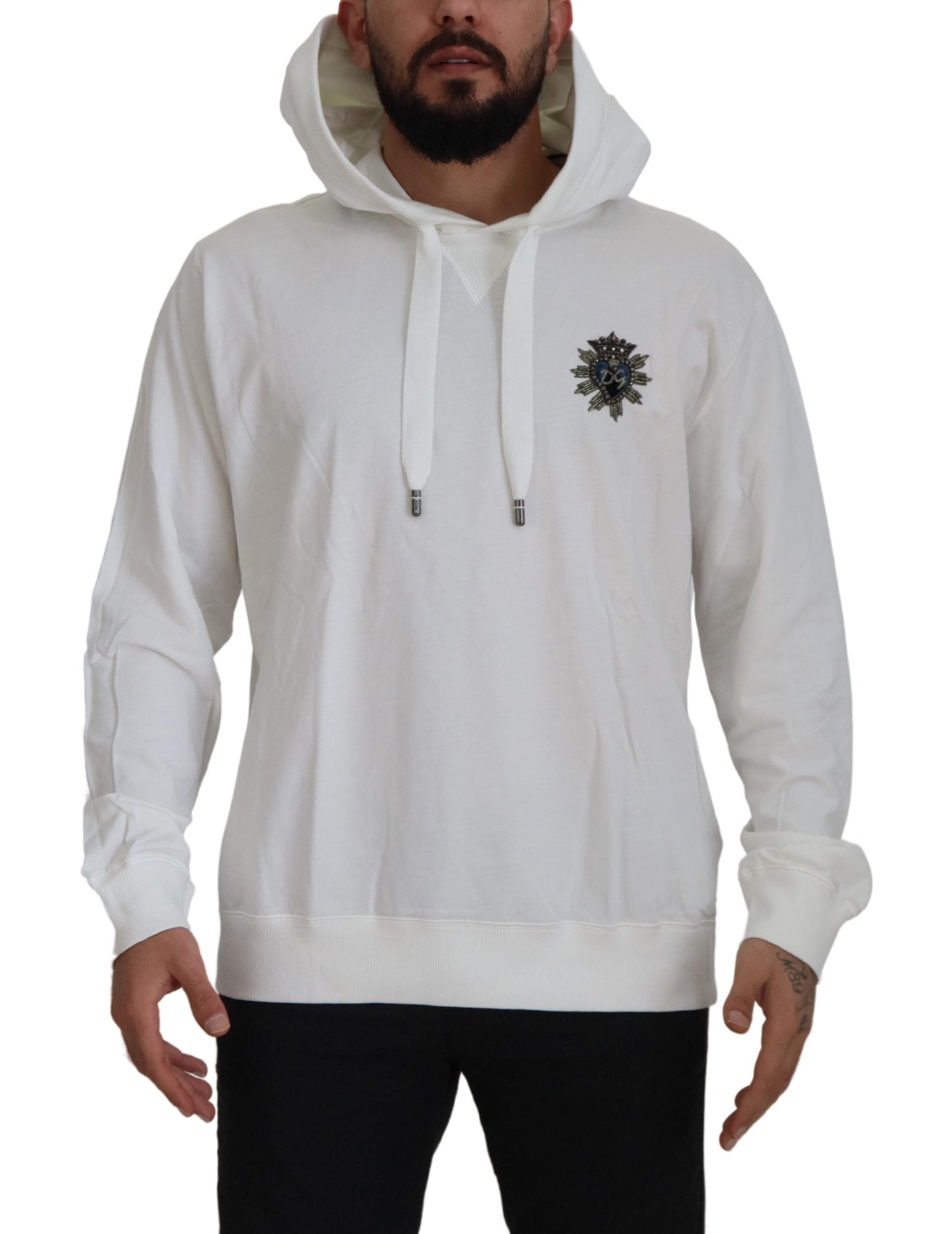 White Cotton Hooded Sweatshirt Sweater - ventzia