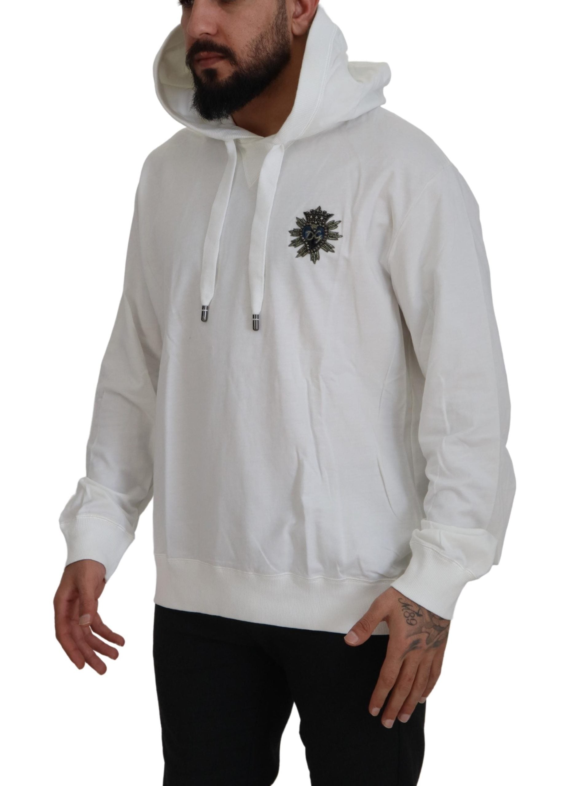 White Cotton Hooded Sweatshirt Sweater - ventzia