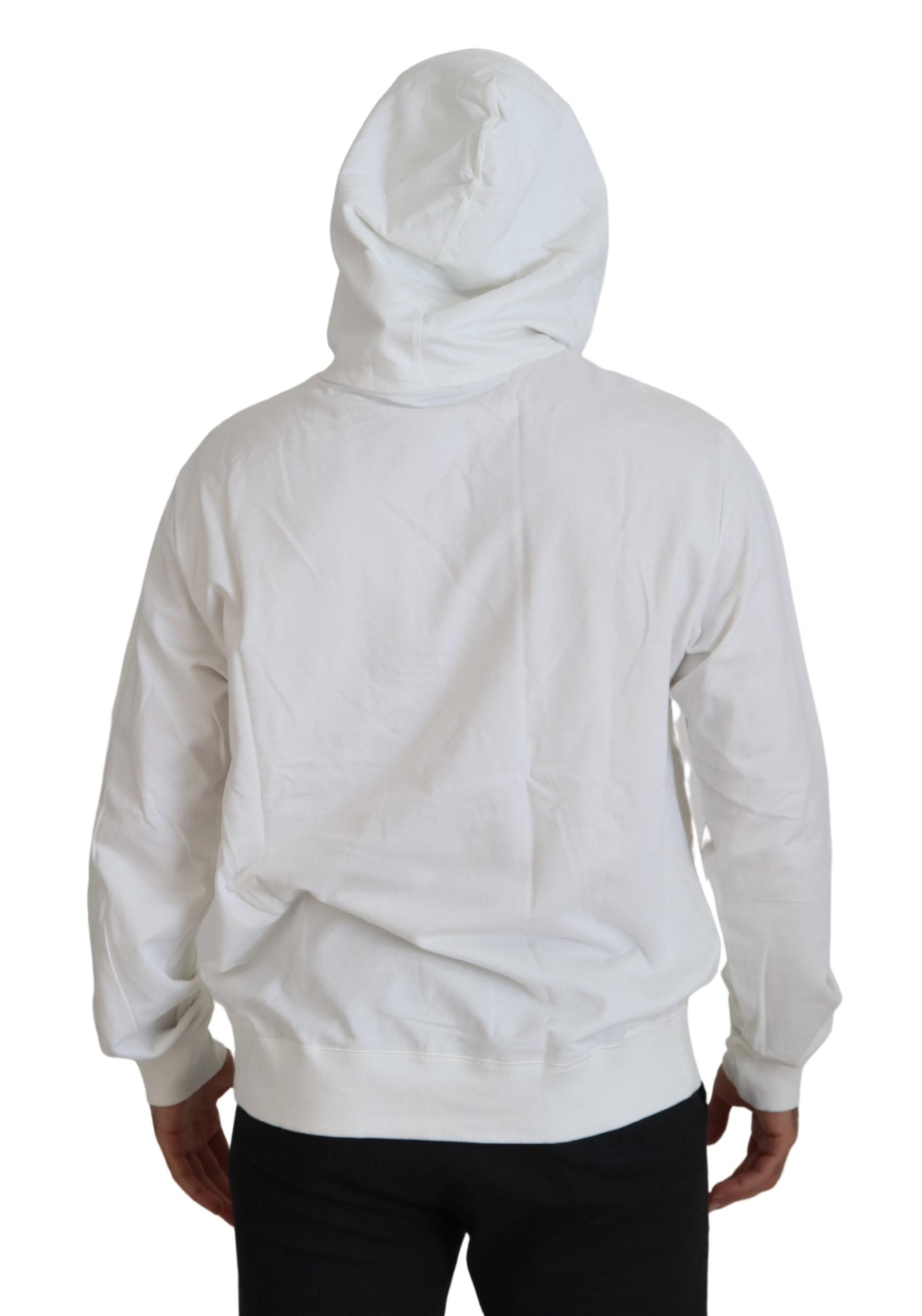 White Cotton Hooded Sweatshirt Sweater - ventzia