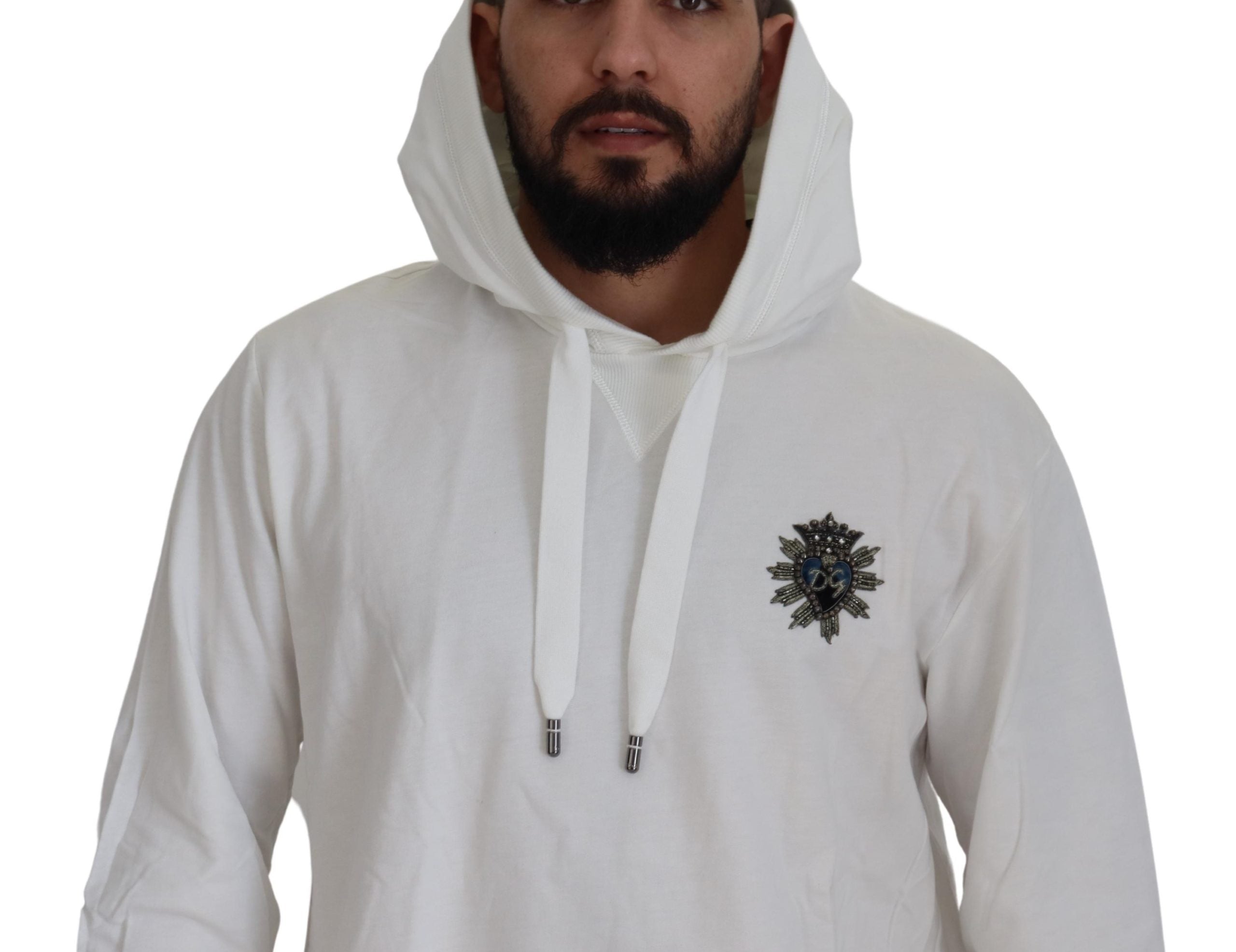 White Cotton Hooded Sweatshirt Sweater - ventzia
