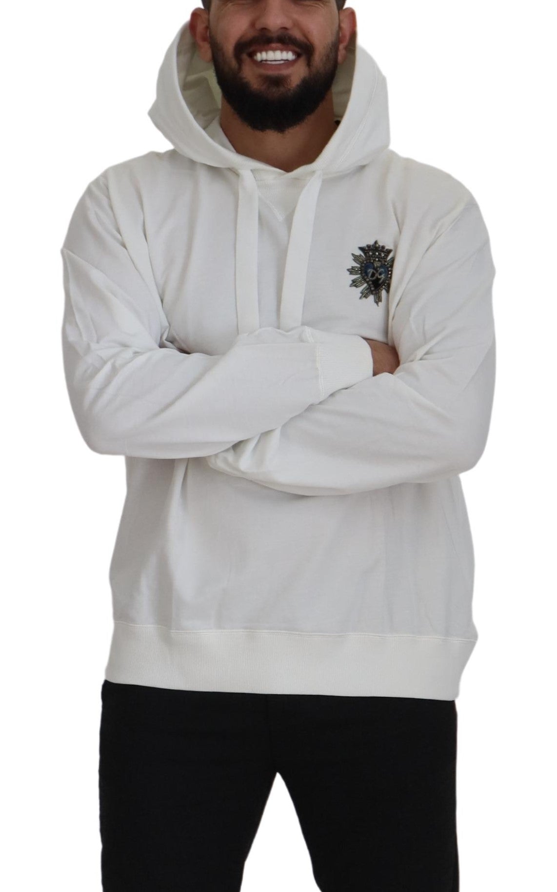 White Cotton Hooded Sweatshirt Sweater - ventzia