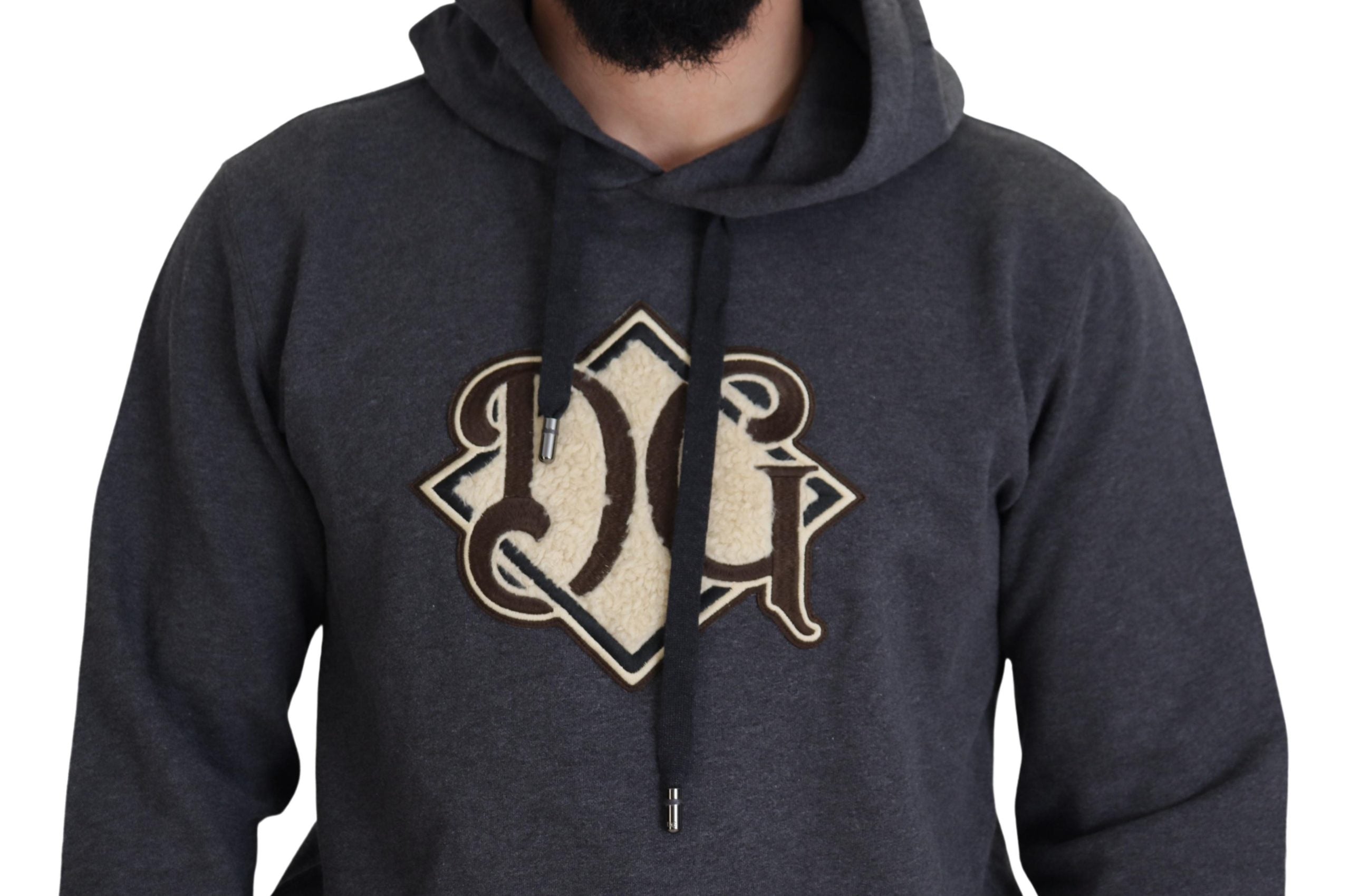 Gray Logo Cotton Hooded Sweatshirt Sweater - ventzia