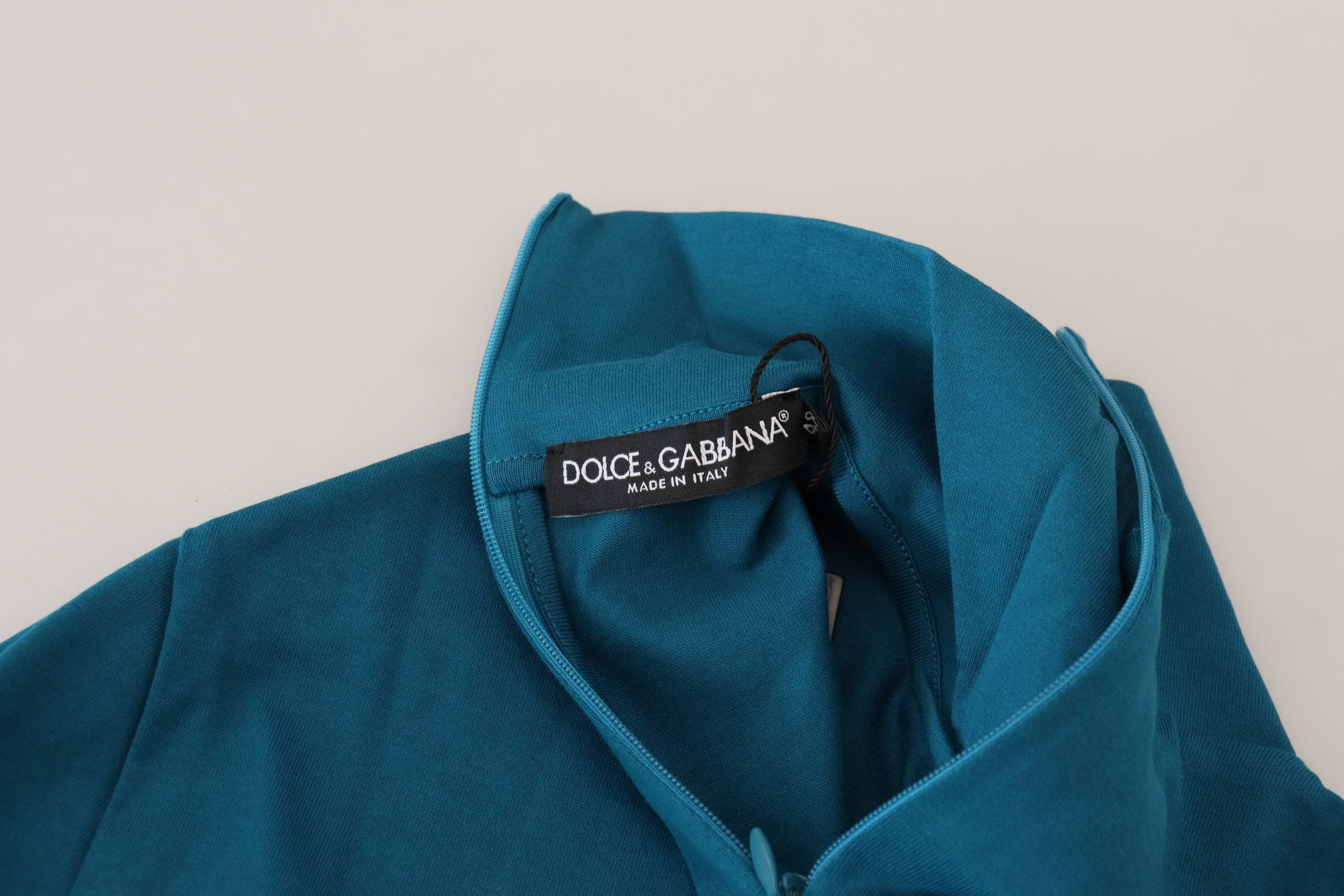 Blue Cotton Collared Slim Pullover Sweater - ventzia