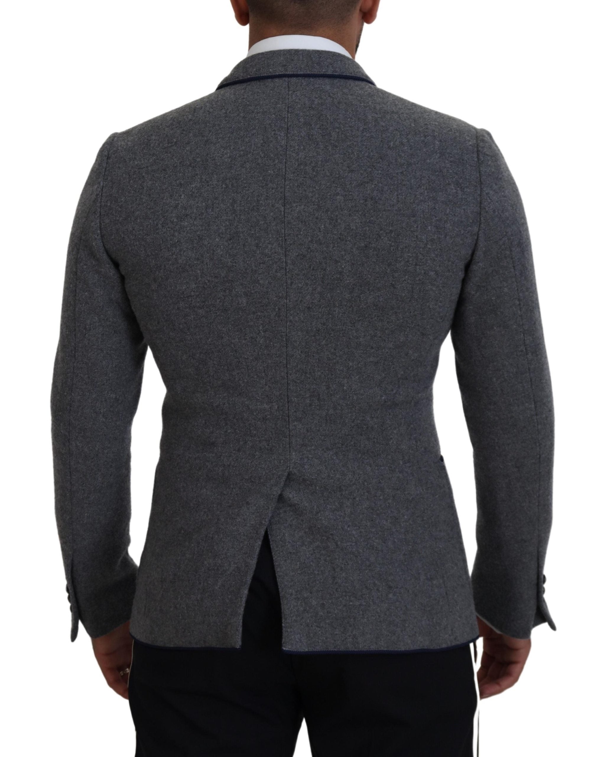 Gray Wool Roses Slim Fit Jacket Blazer - ventzia