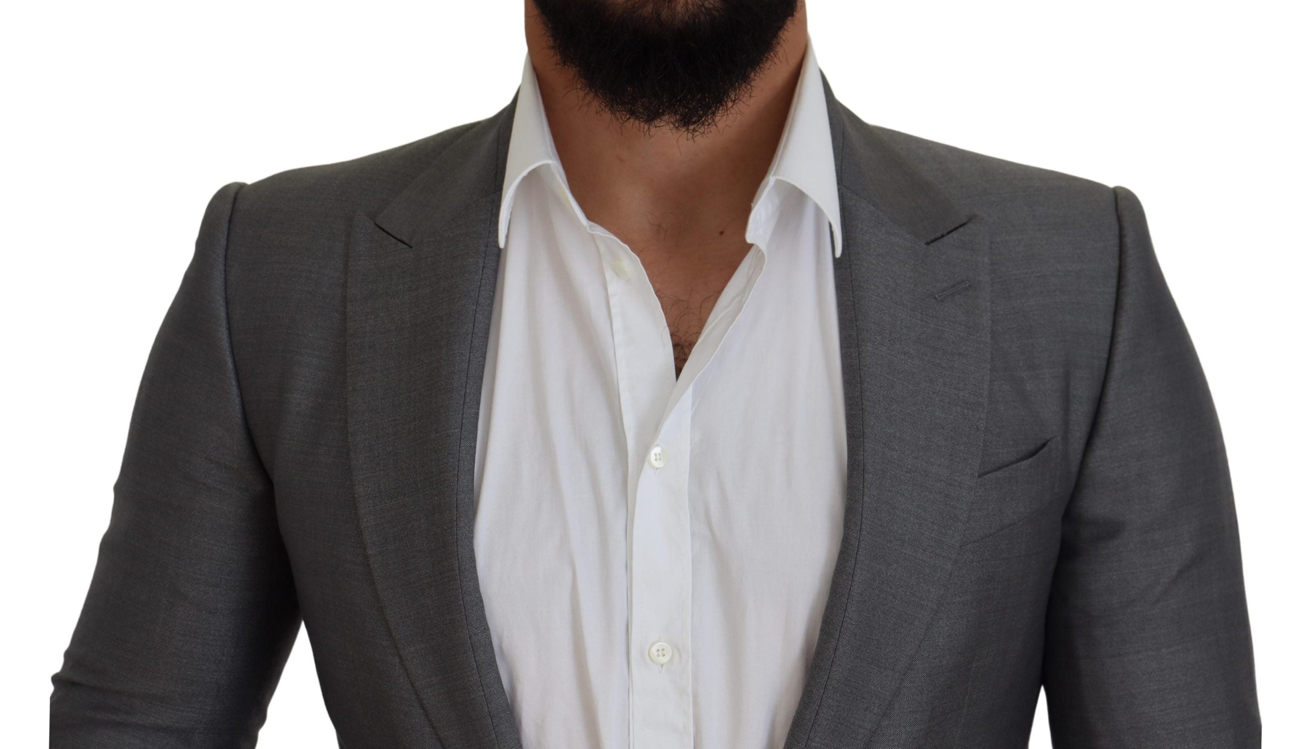 Gray Wool Silk Slim Fit Jacket Blazer - ventzia