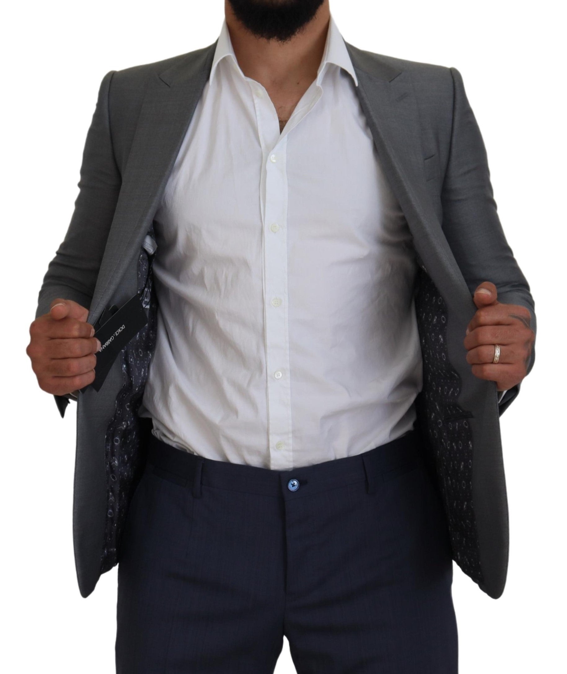 Gray Wool Silk Slim Fit Jacket Blazer - ventzia