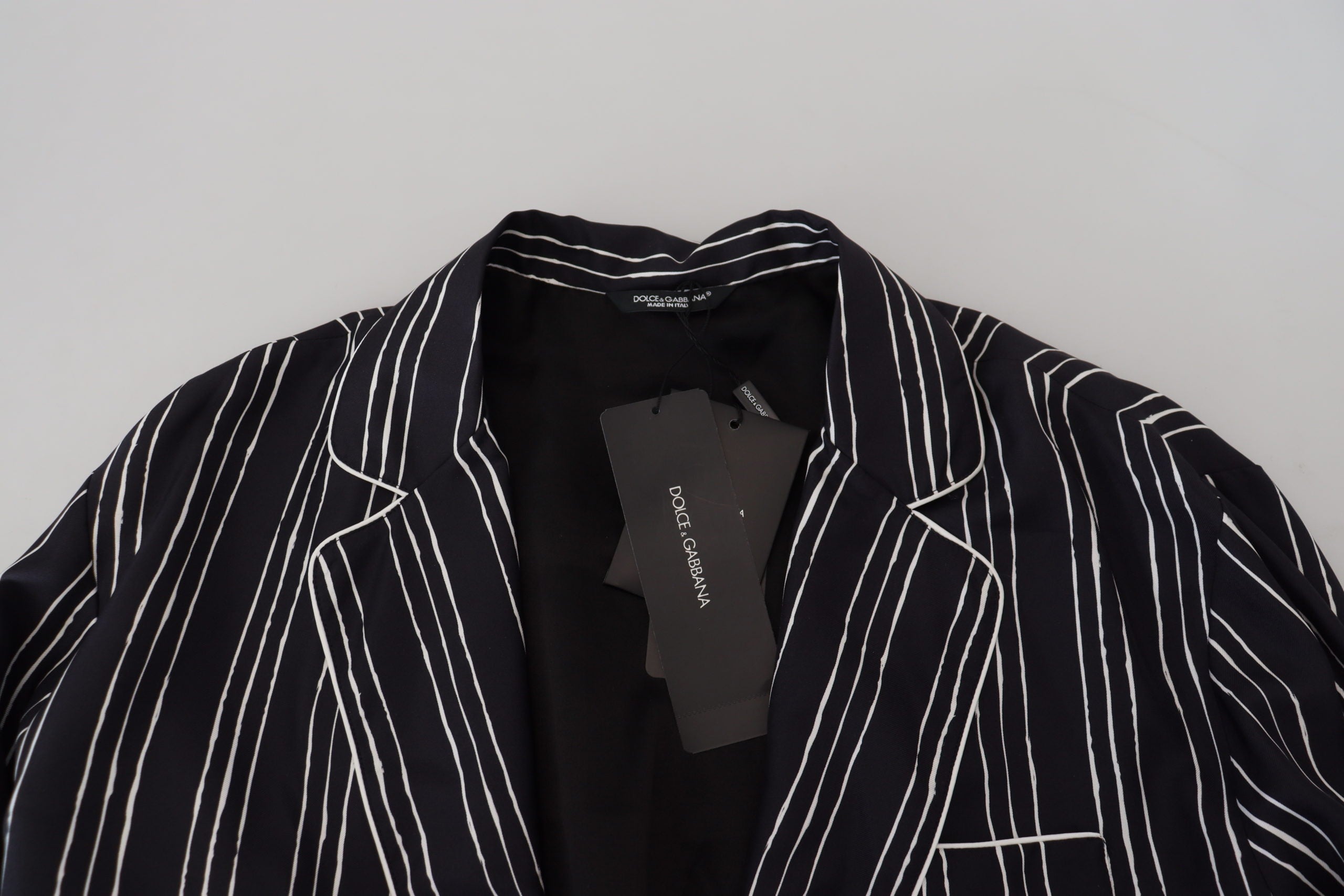 Blue Striped Silk Pajama Shirt Jacket - ventzia