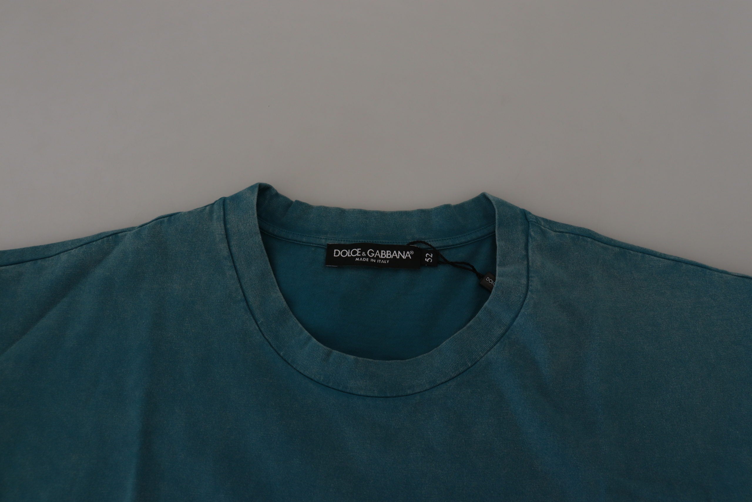 Blue Logo Print Crewneck Cotton T-shirt - ventzia