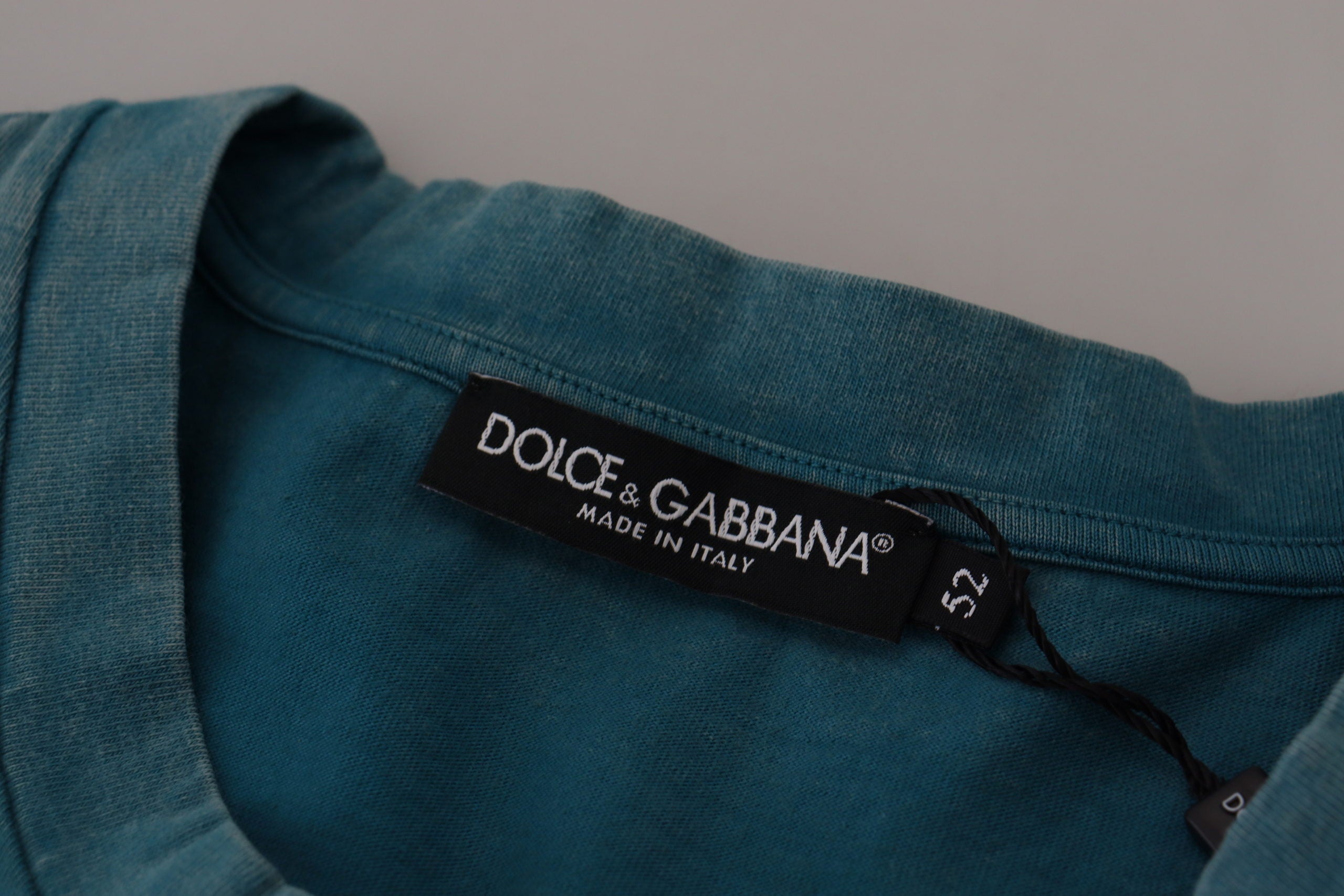 Blue Logo Print Crewneck Cotton T-shirt - ventzia