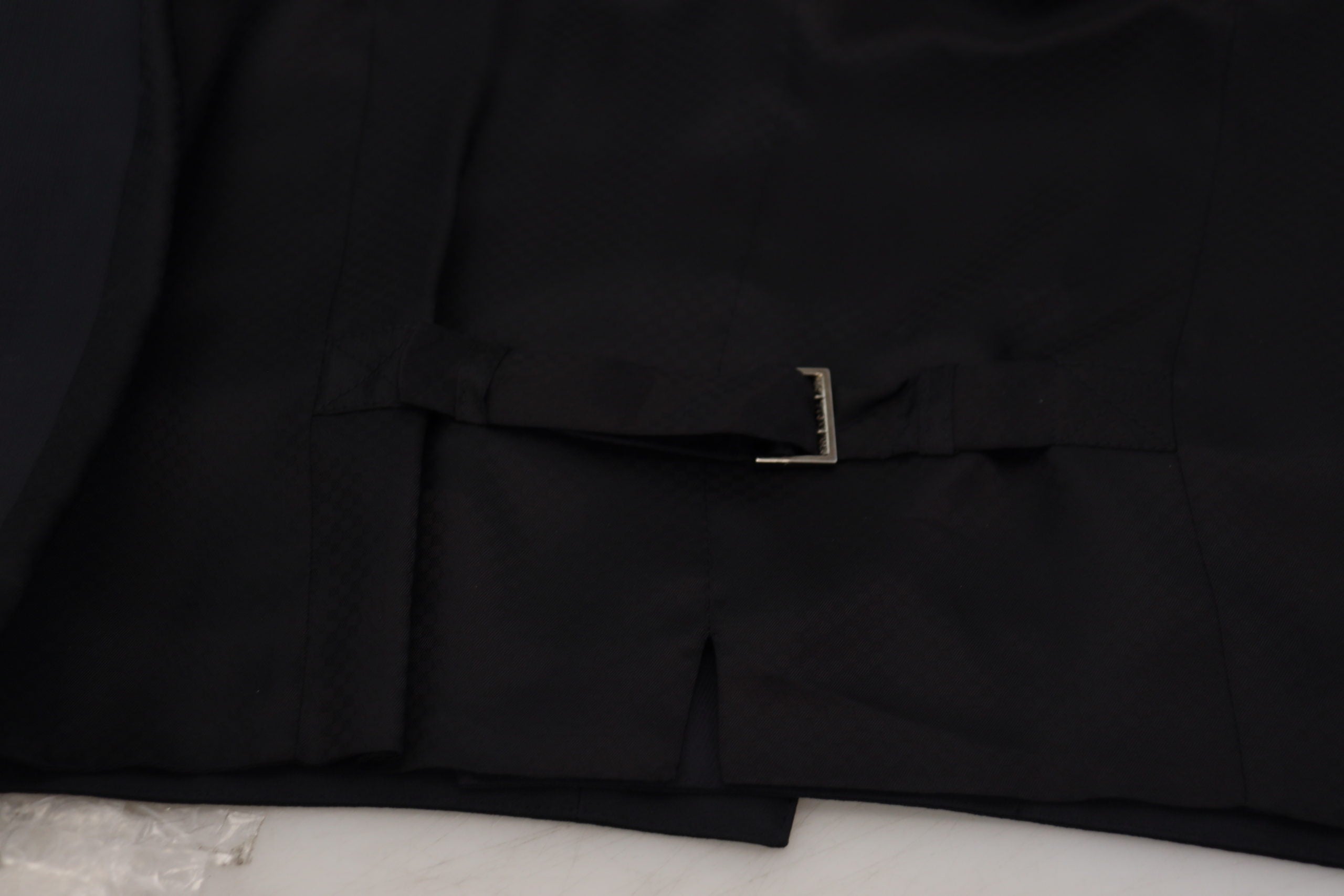 Black Wool Stretch Waistcoat Formal Vest - ventzia