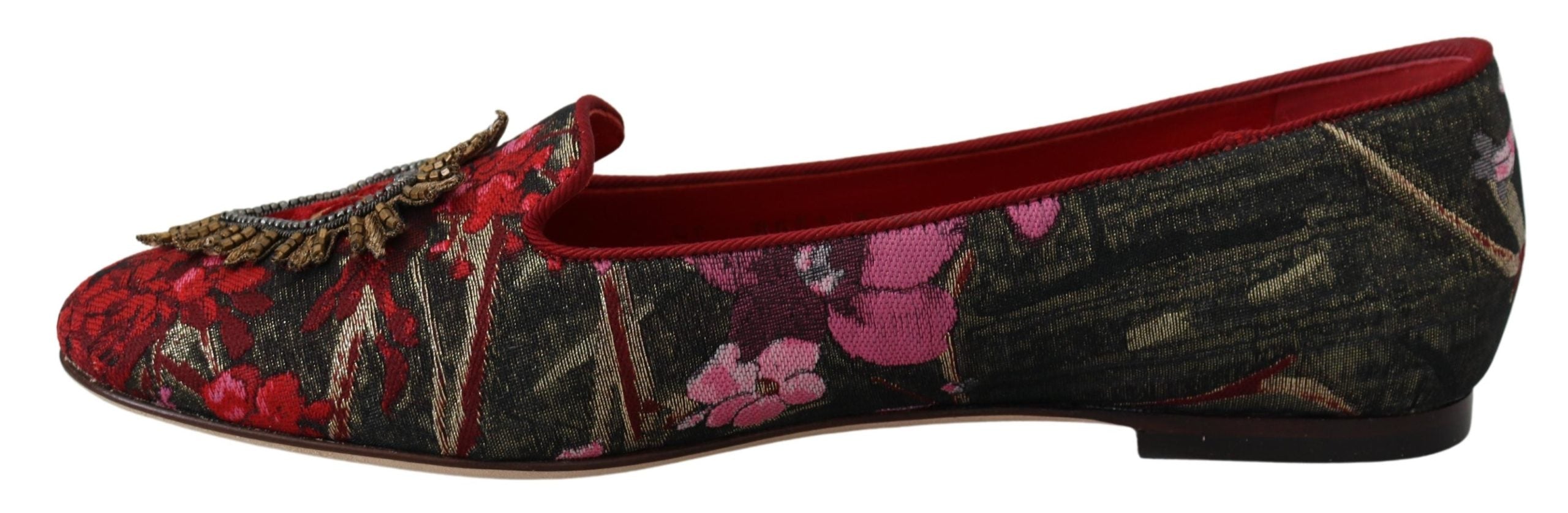 Multicolor Jacquard Sacred Heart Patch Slip On Shoes - ventzia