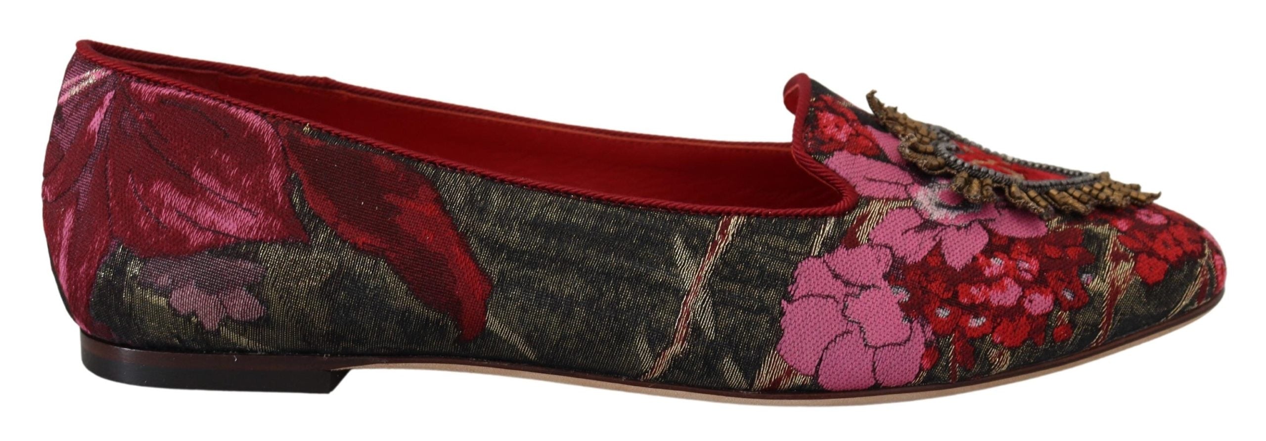 Multicolor Jacquard Sacred Heart Patch Slip On Shoes - ventzia