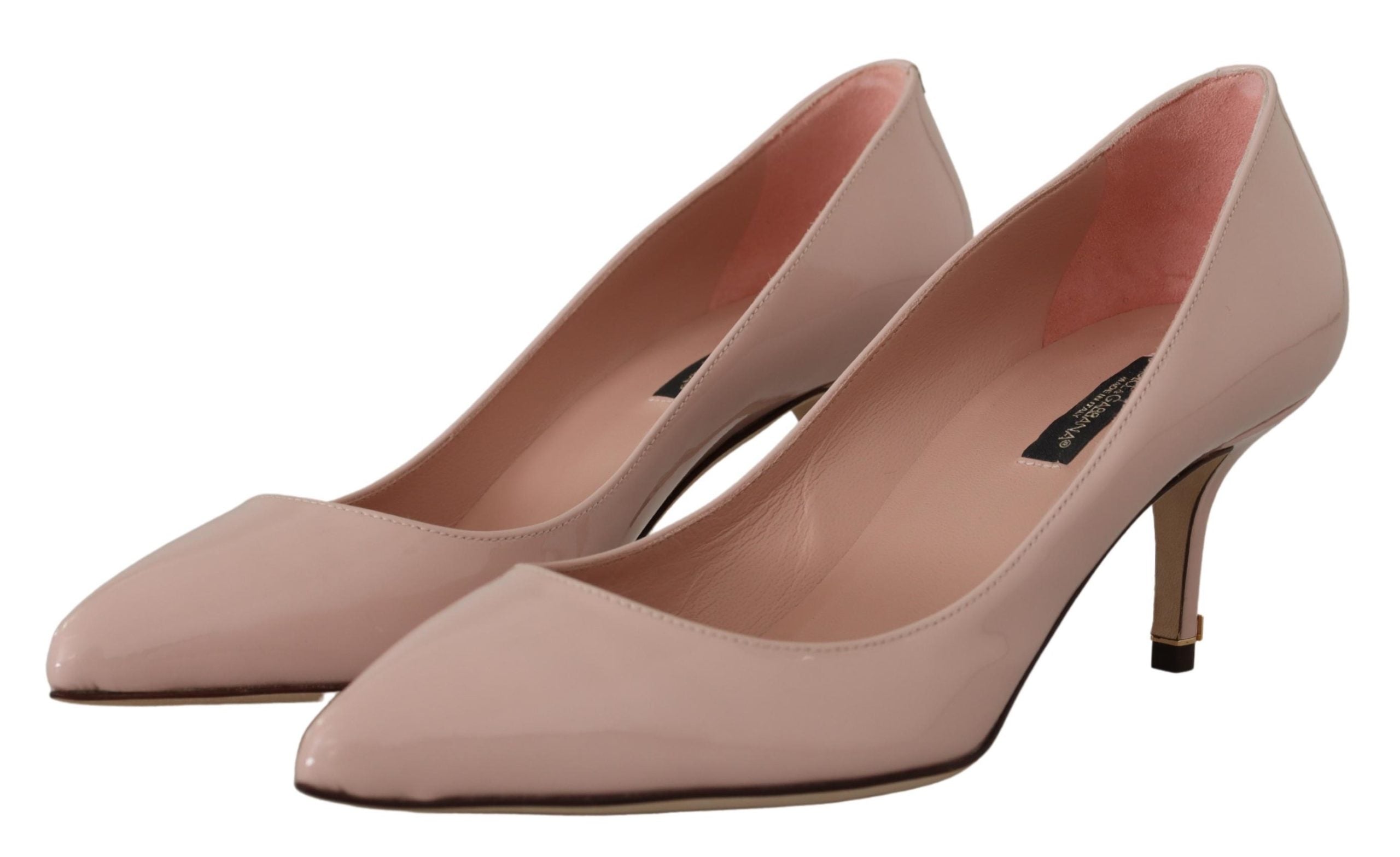 Pink Patent Leather Kitten Heels Pumps Shoes - ventzia