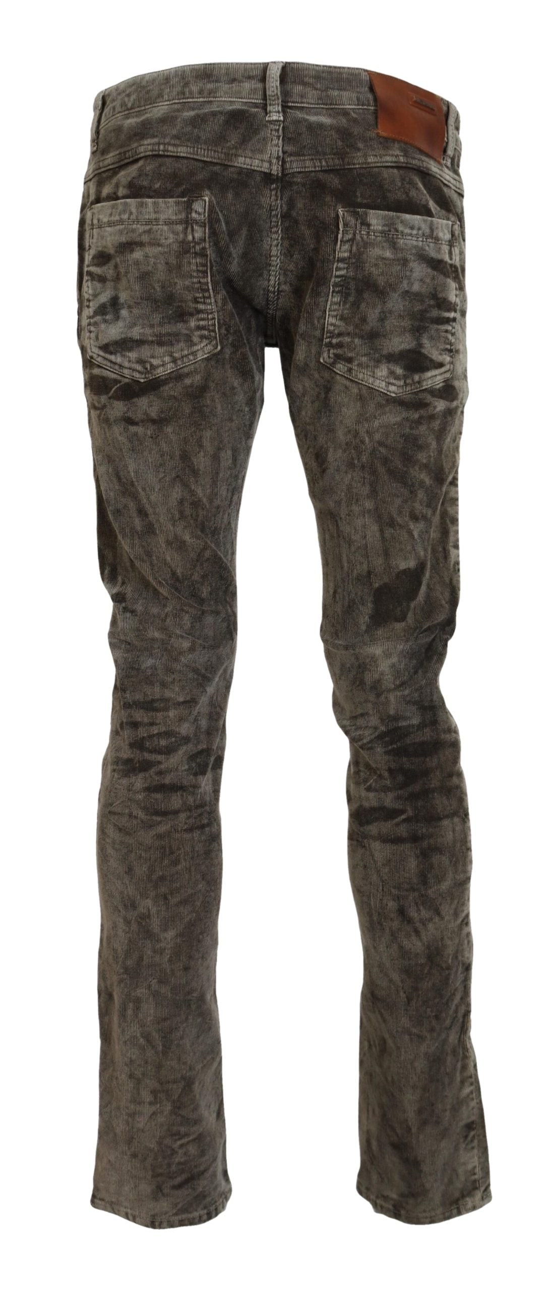 Gray Washed Cotton Corduroy Slim Fit Men Jeans - ventzia