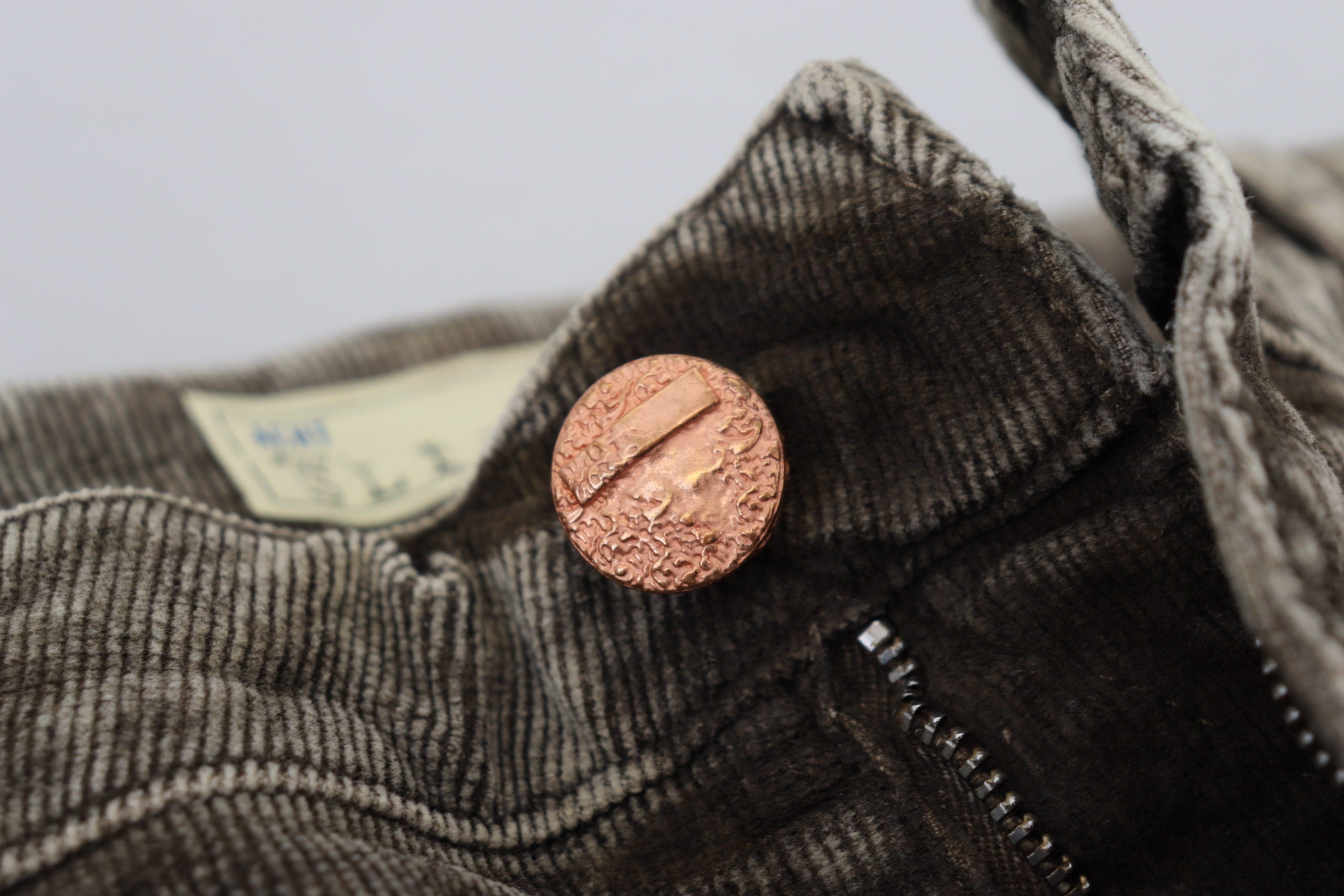 Gray Washed Cotton Corduroy Slim Fit Men Jeans - ventzia