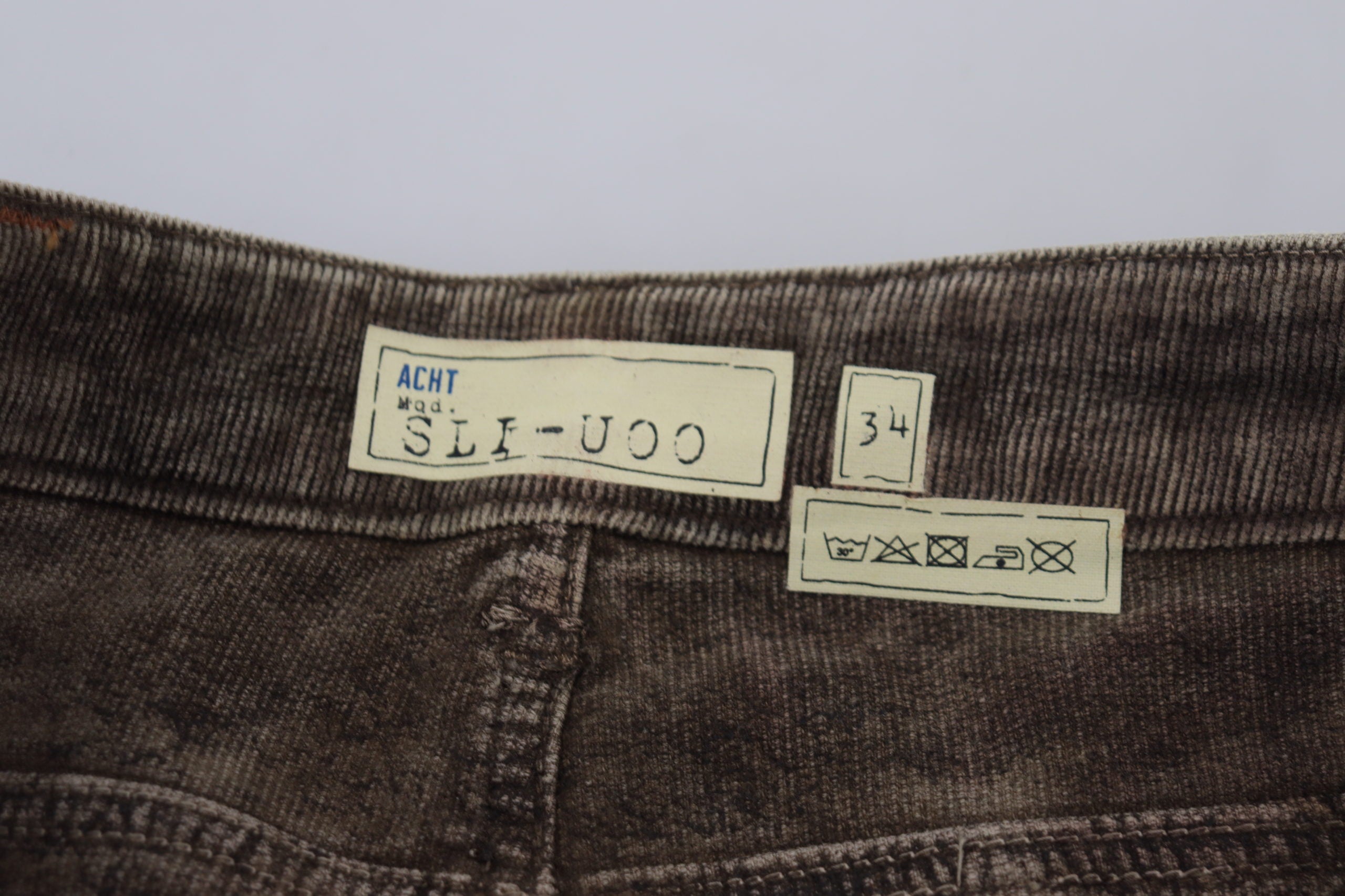 Gray Washed Cotton Corduroy Slim Fit Men Jeans - ventzia