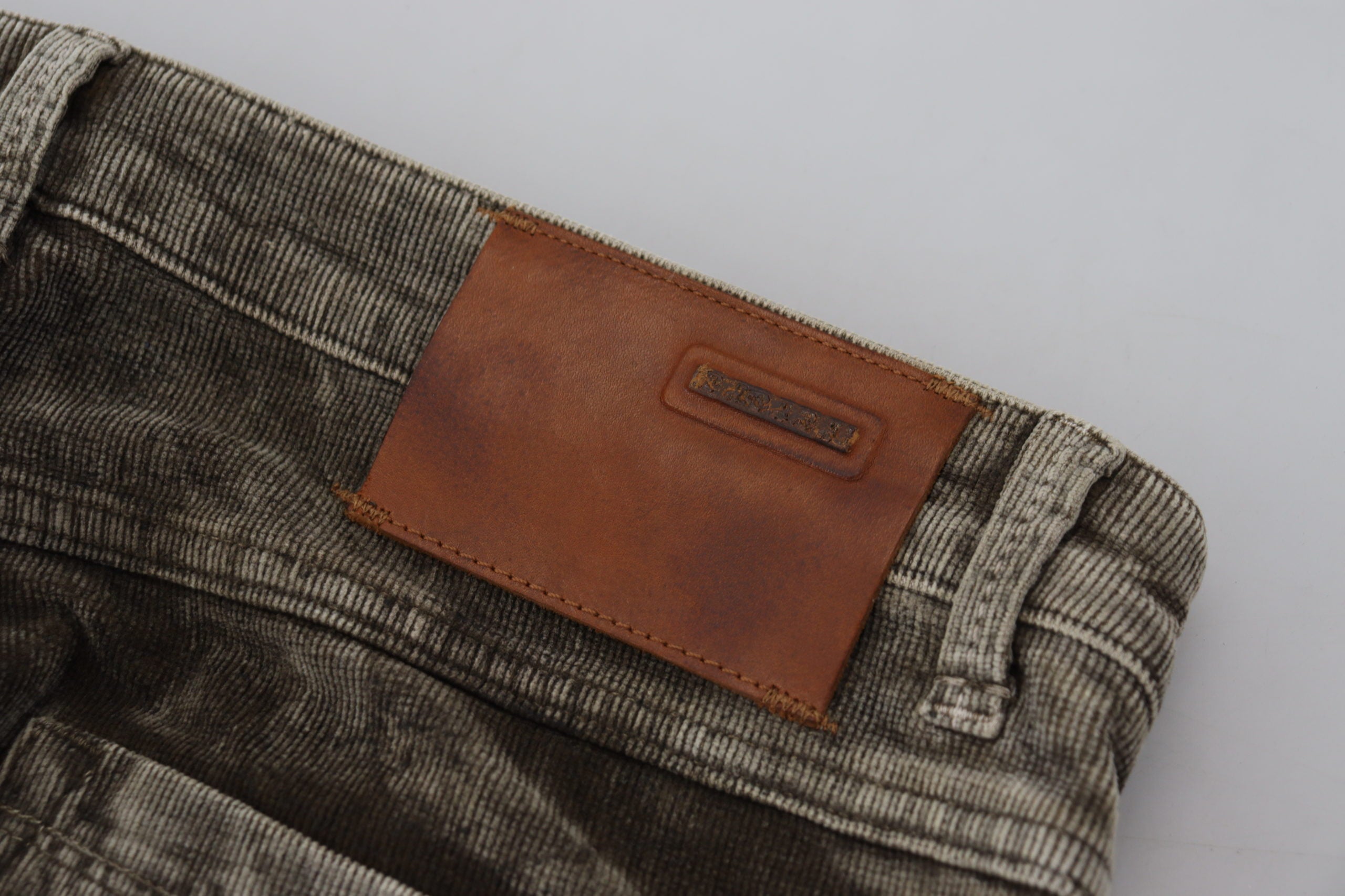 Gray Washed Cotton Corduroy Slim Fit Men Jeans - ventzia